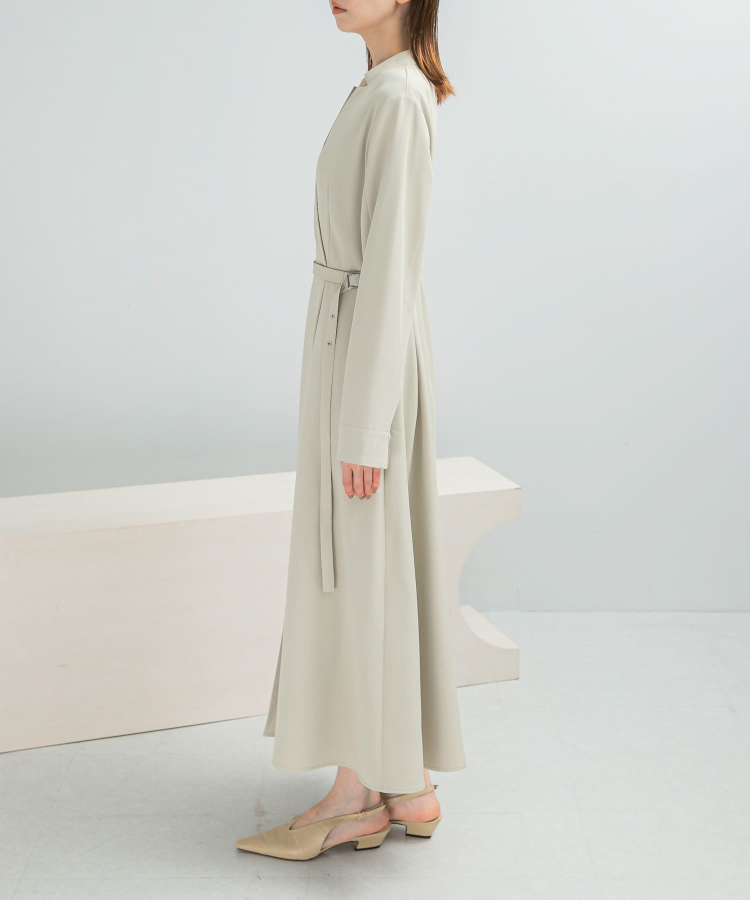 ベルトデザインカシュクールワンピース(Free L/BEIGE): ワンピース