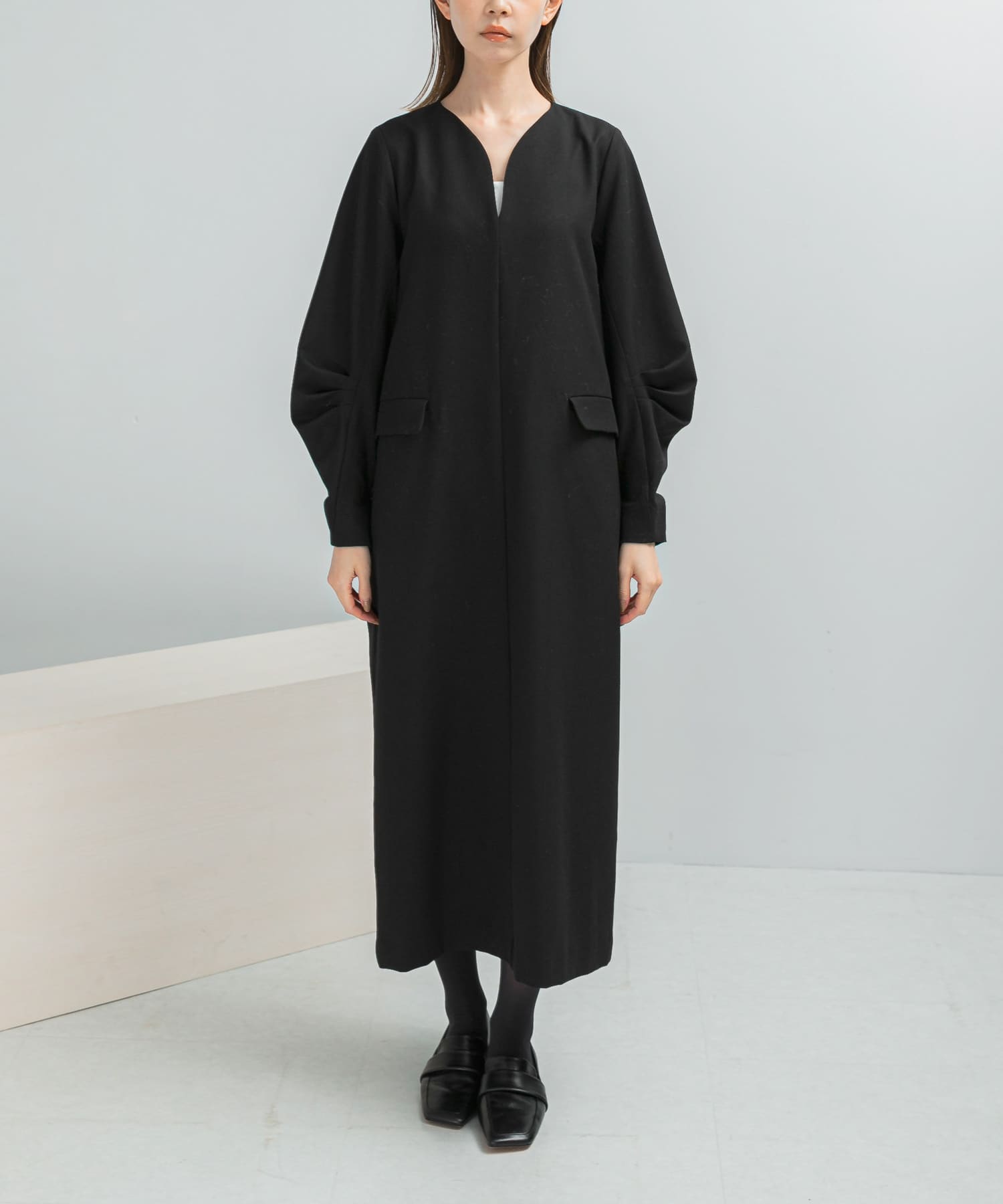 タックスリーブストレートワンピース(Free DARK GRAY): ワンピース