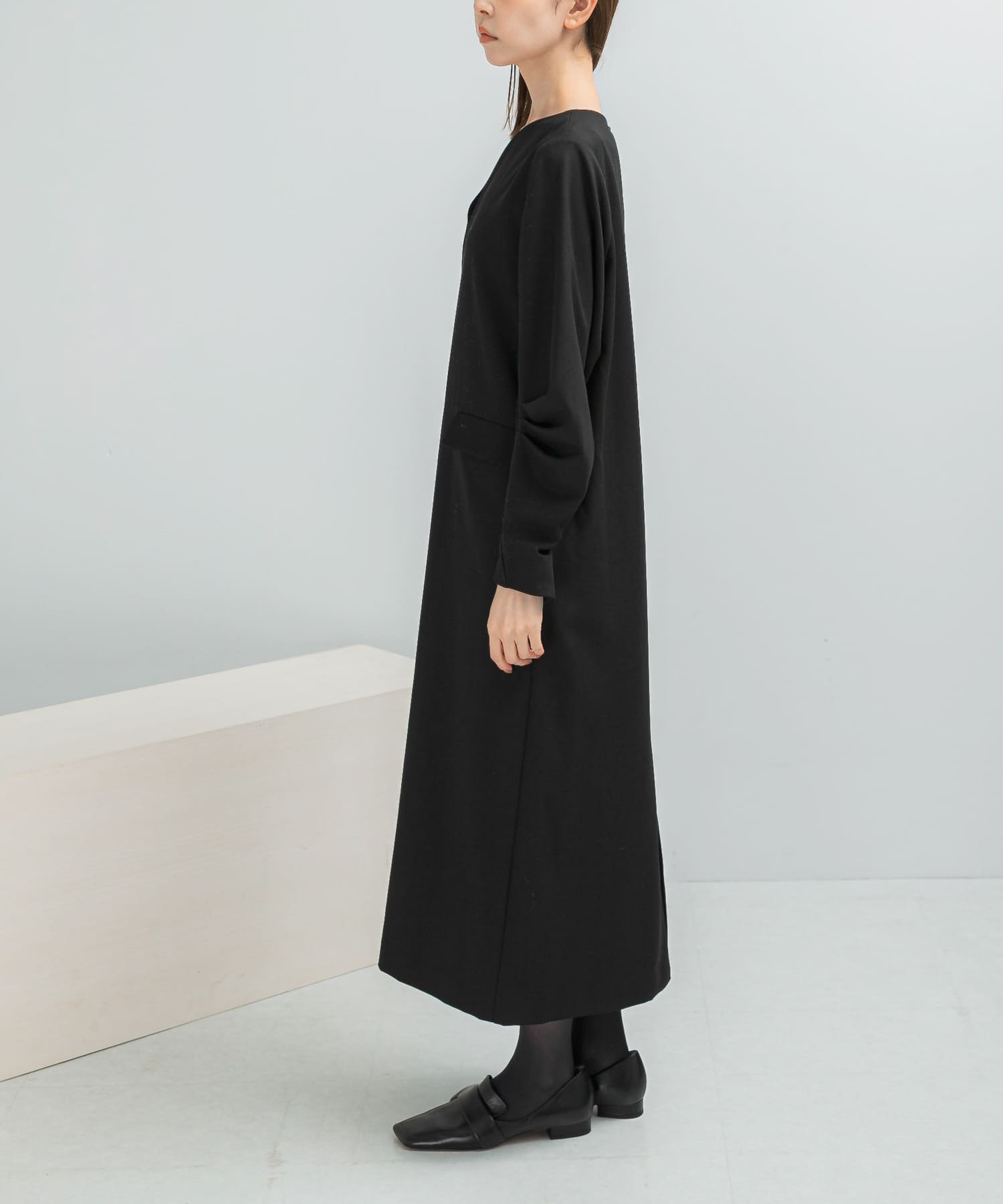 タックスリーブストレートワンピース(Free DARK GRAY): ワンピース