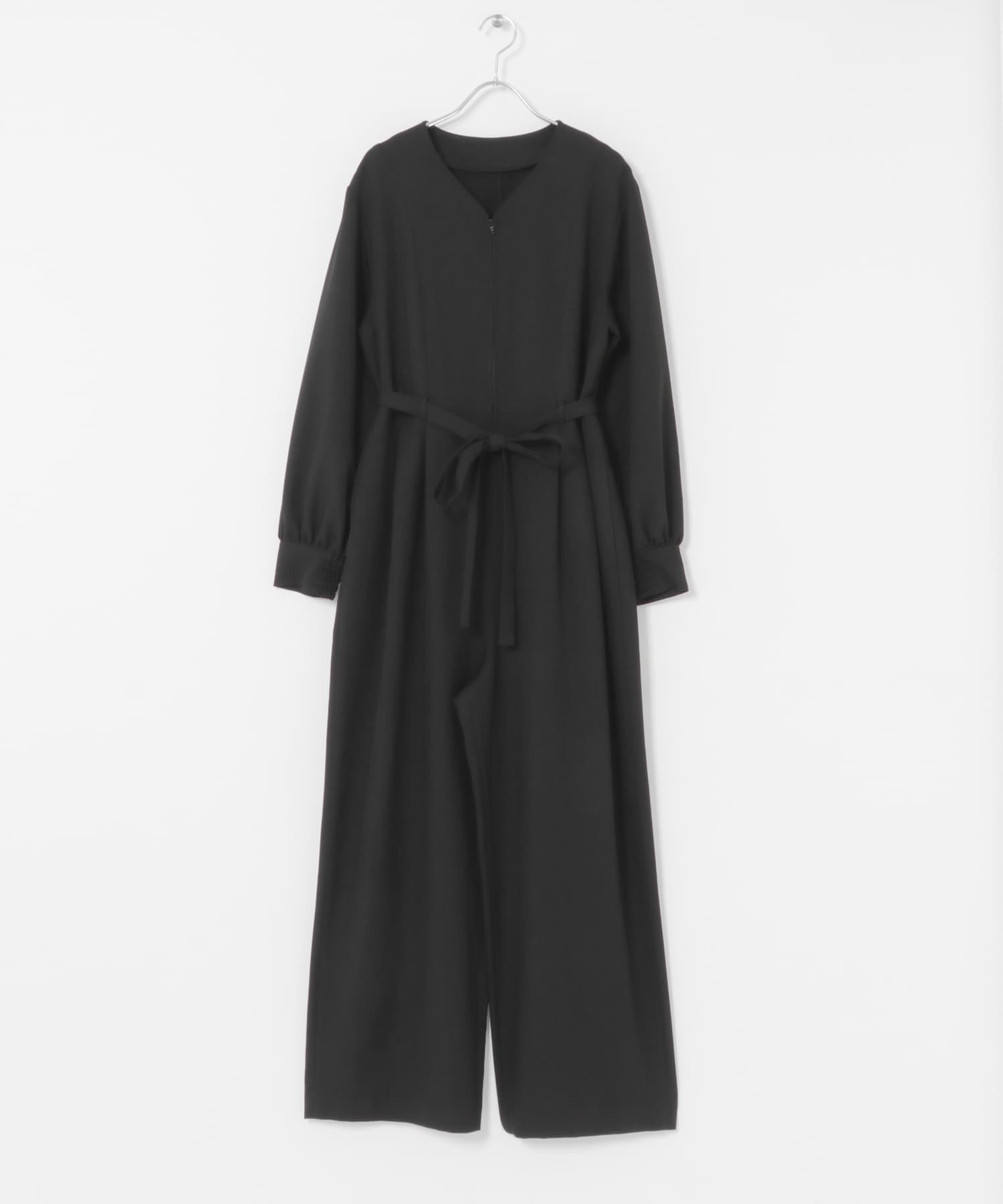 『UR TECH SMOOTHLUXE』F by ROSSO　ハーフZIPジャンプスーツ BLACK 36