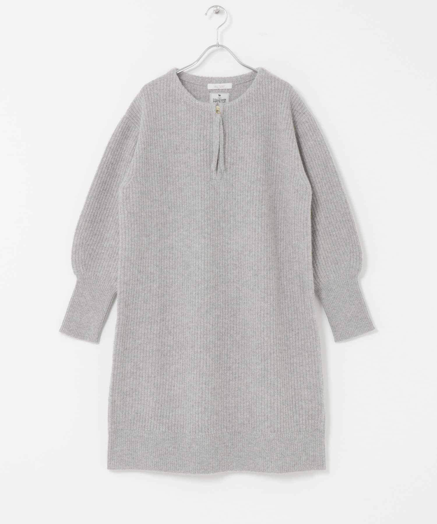 F by ROSSO　ハミルトン片畦ハーフZIPミニワンピース GRAY FREE