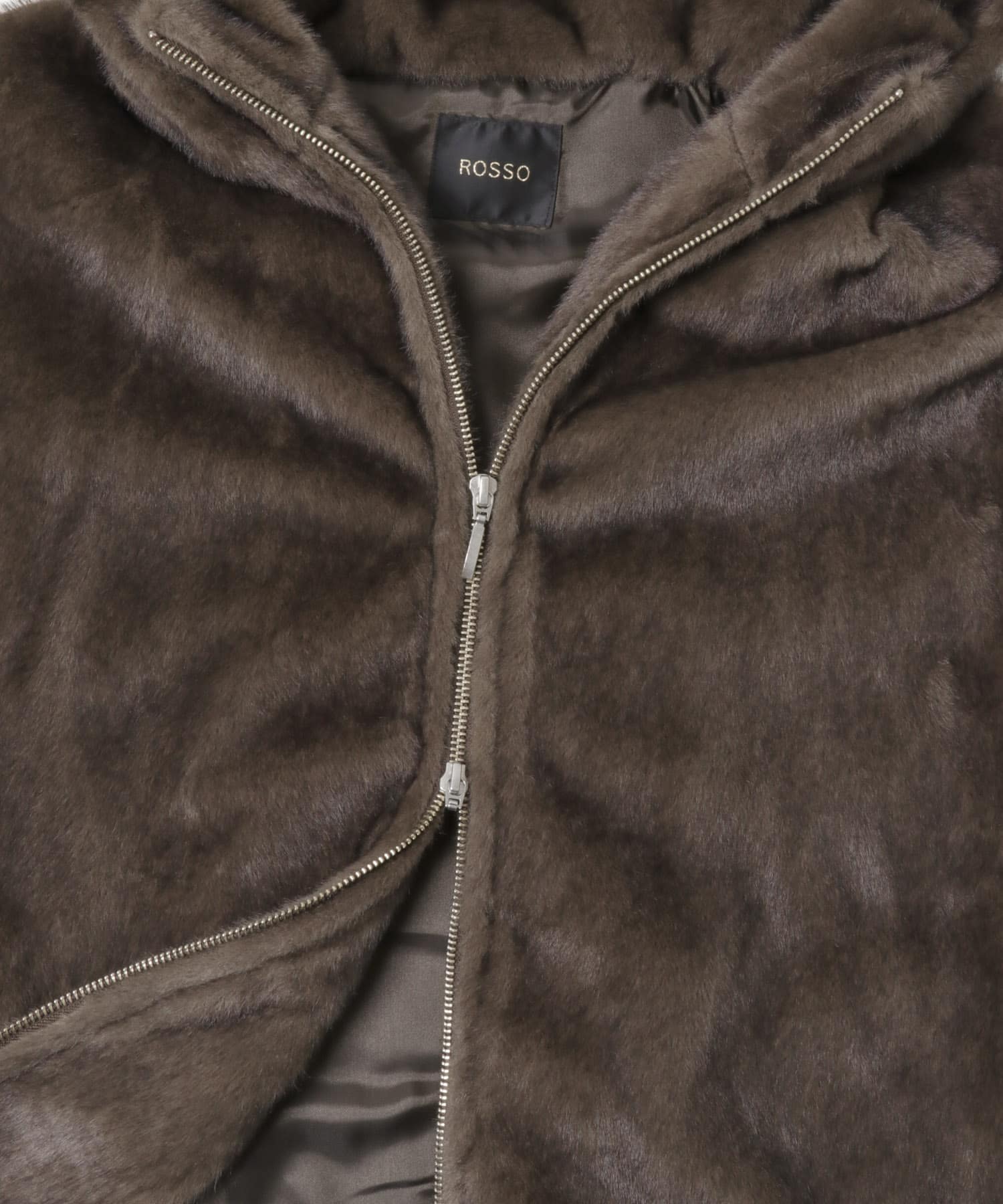 ECOPELファーフードジレ BROWN FREE
