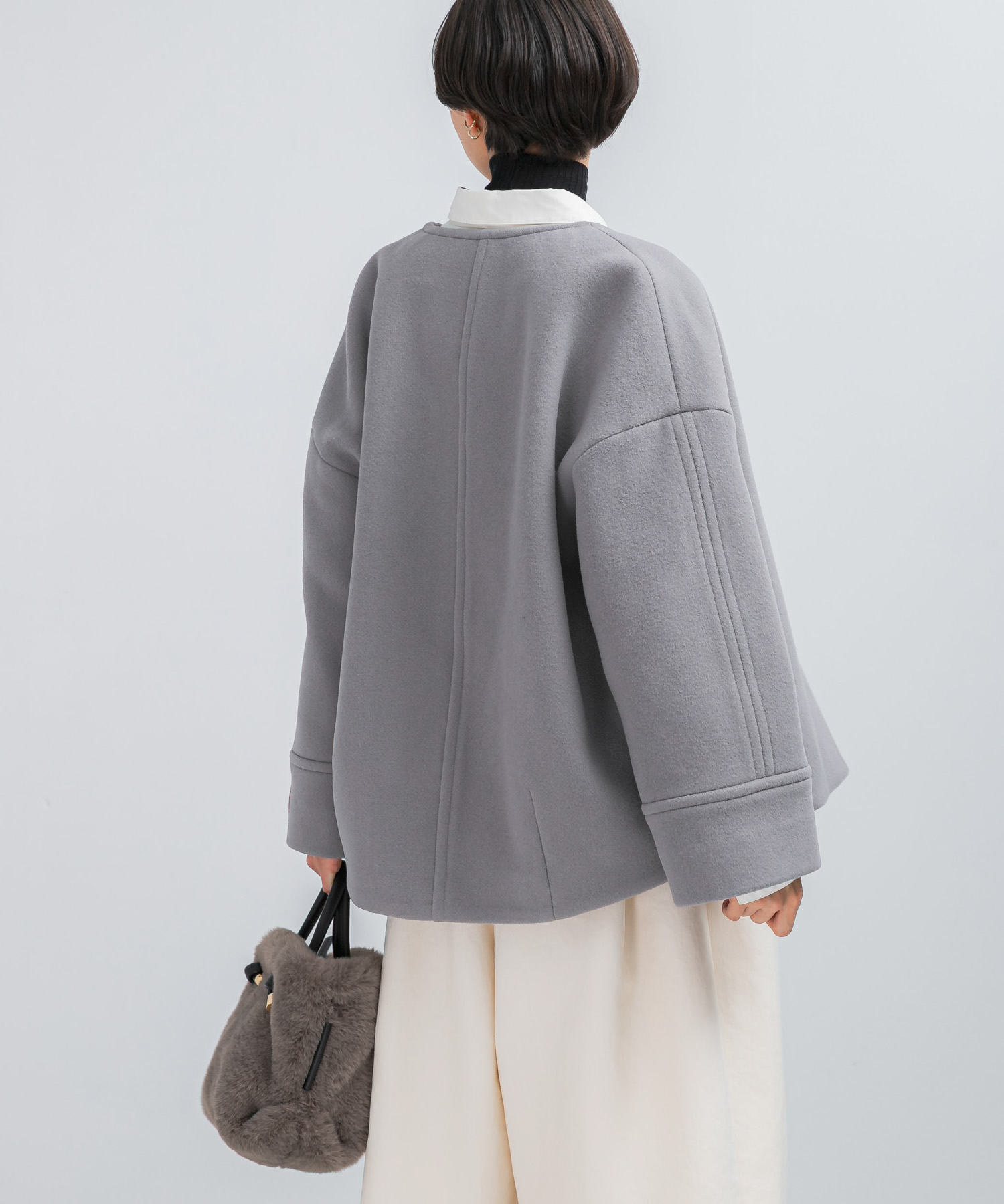 LA TORREショートノーカラーコート(36 DARKNAVY): アウター｜URBAN