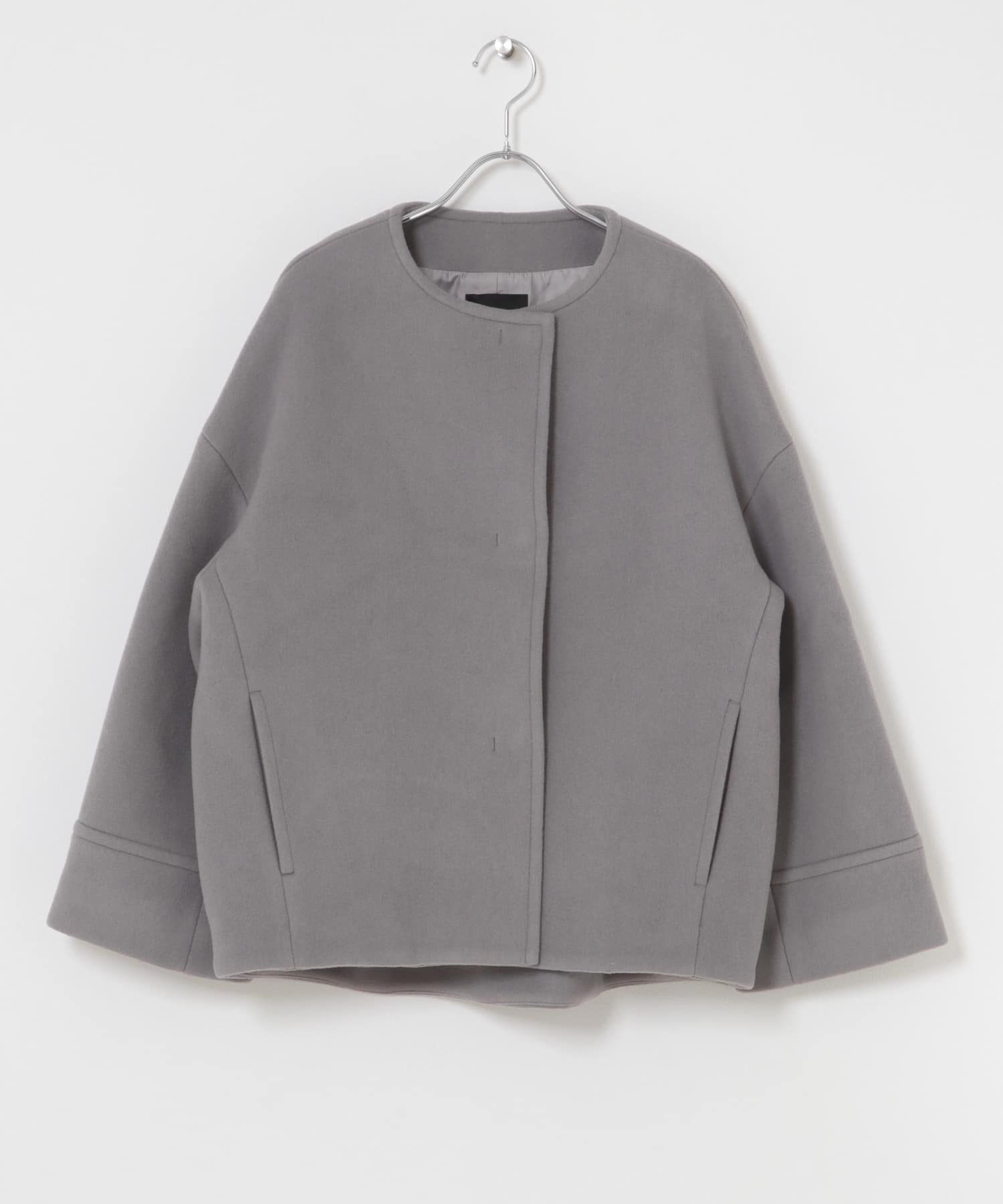 LA TORREショートノーカラーコート GREIGE 36