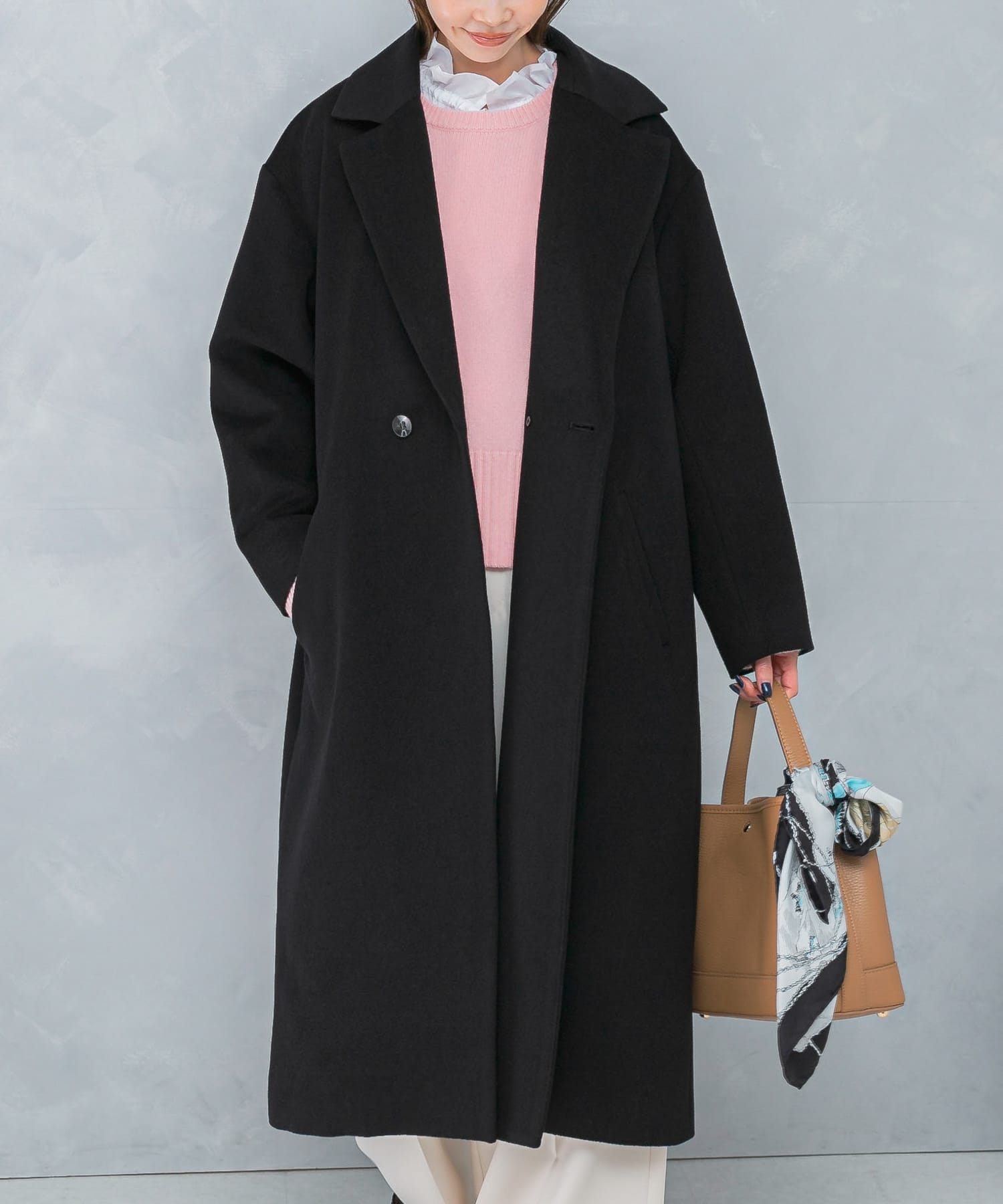 美品⭐️VINO ROSSO カシミヤ グレー チェスターコート メランジ　XL カシミヤビーバーチェスターコート(36 BLACK): アウター｜URBAN