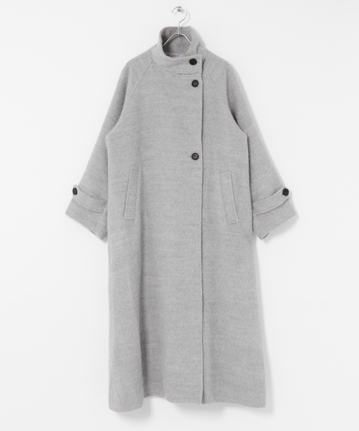 アルパカ混シャギースタンドコート GRAY 36