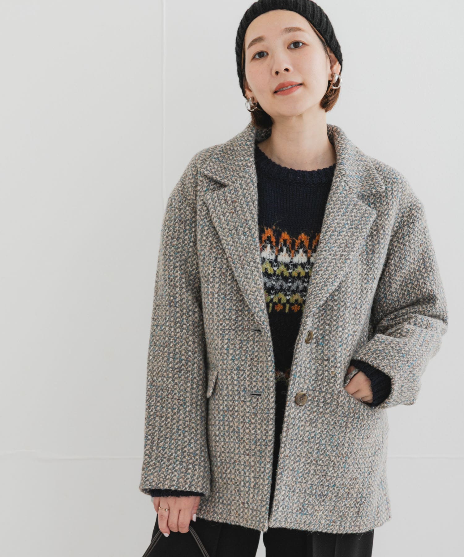 F by ROSSO 『UR TECH』ミックスツイードジャコット(Free BROWN