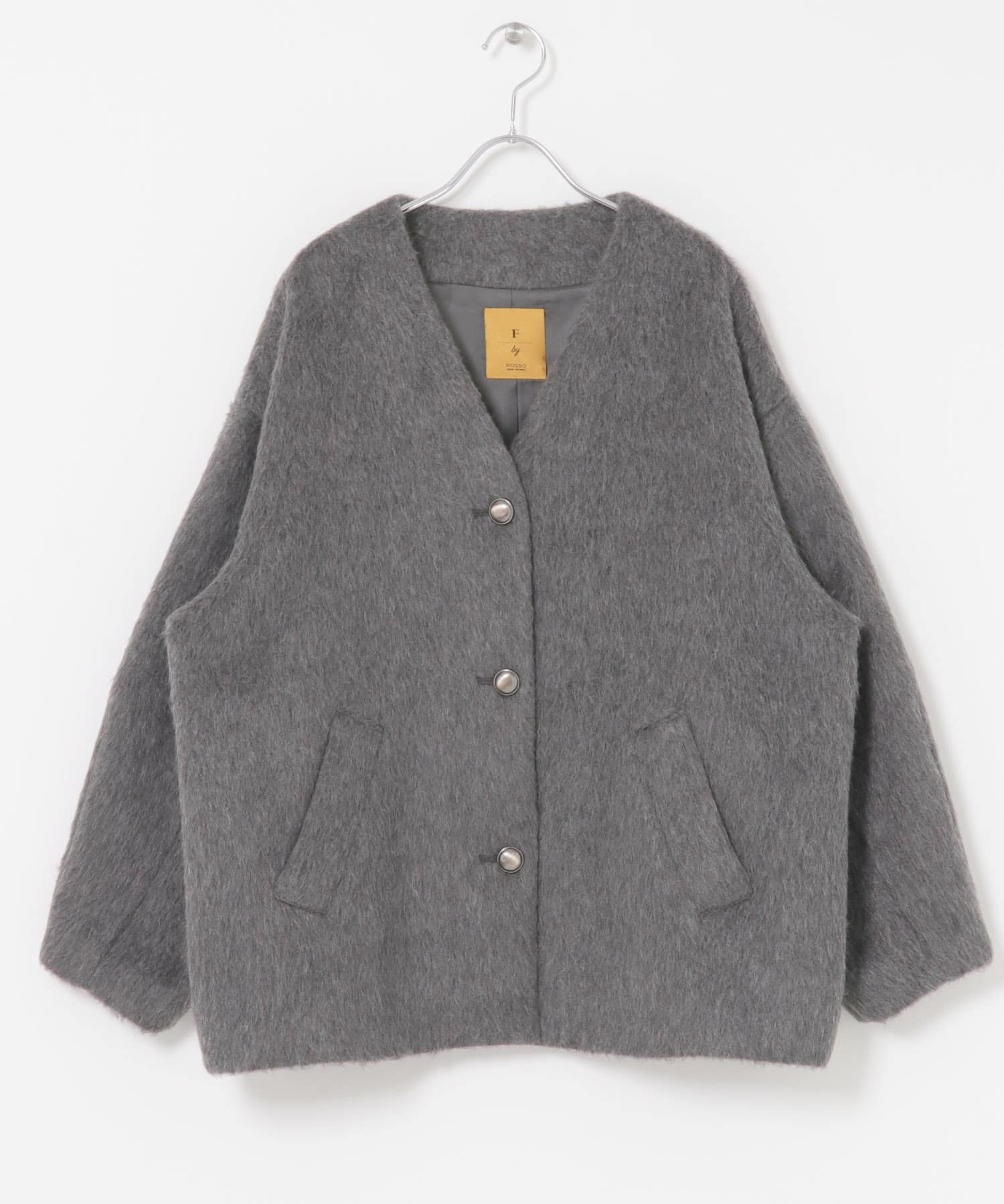 F by ROSSO　『UR TECH』シャギーノーカラーコート C/GRAY Free