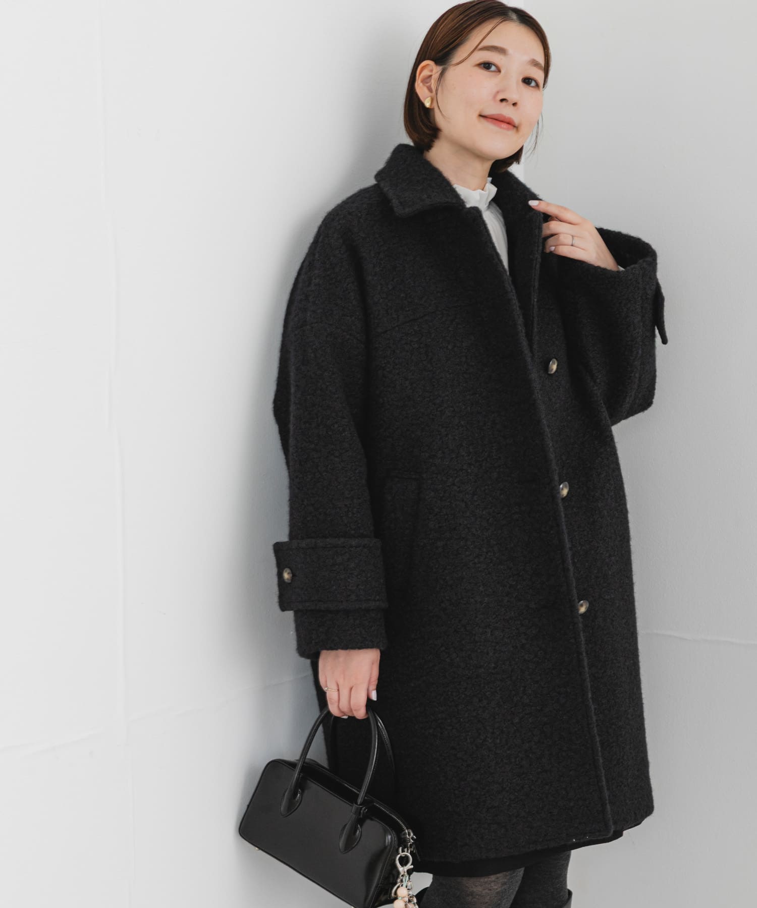 F by ROSSO 『UR TECH』ブークレステンカラーコート(Free NAVY