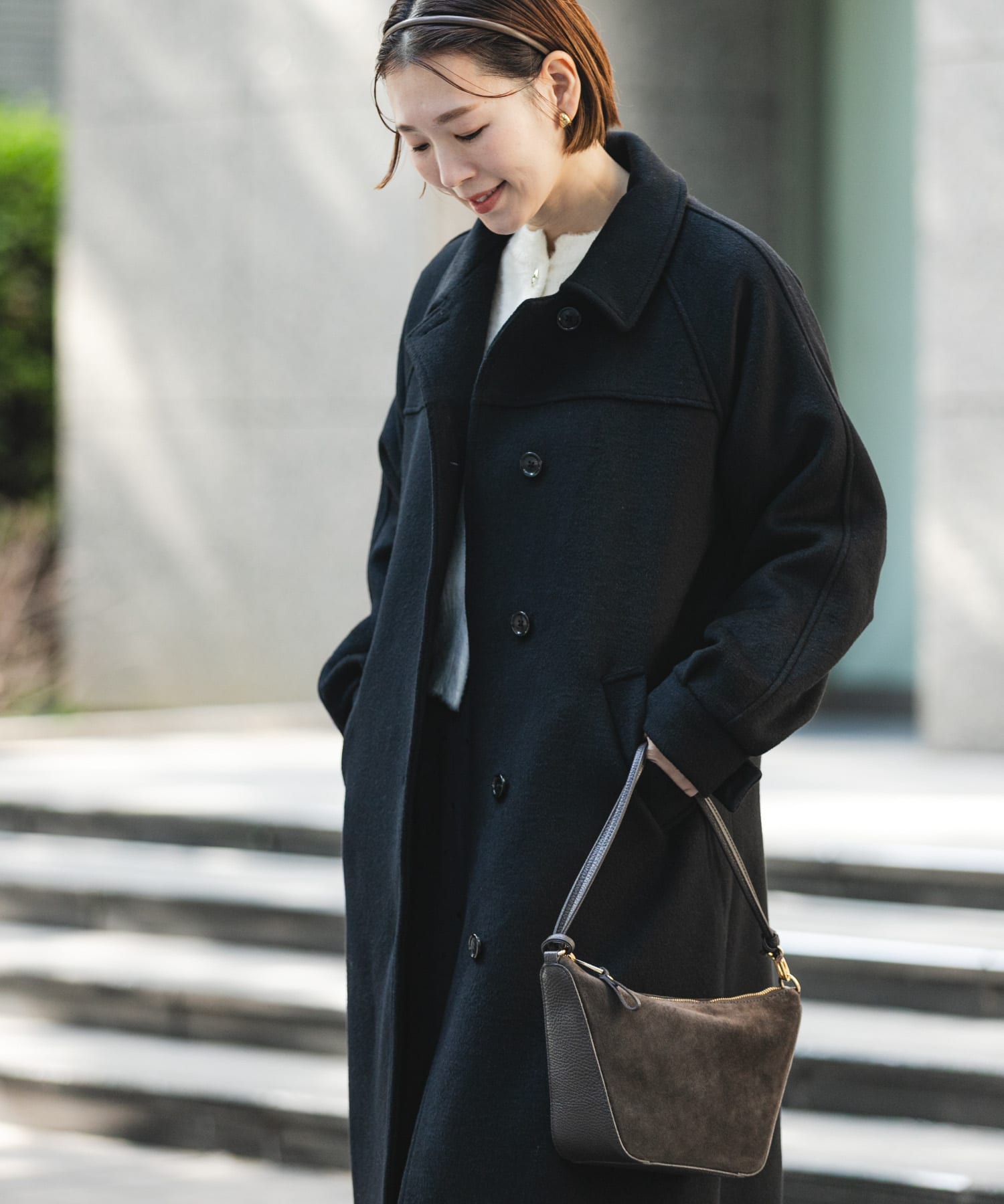 F by ROSSO 『UR TECH』ビーバーステンカラーロングコート(Free BLACK