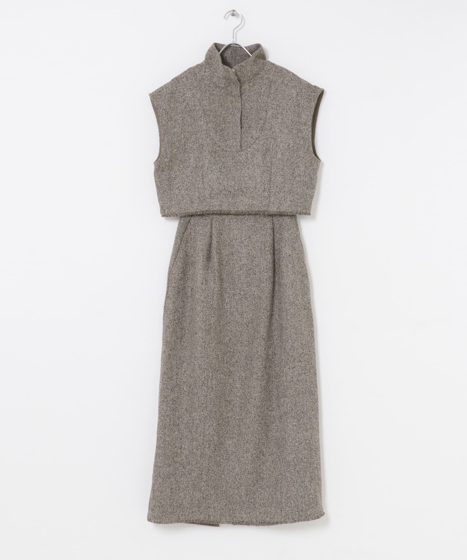 F by ROSSO　ツイードハーフZIPプルオーバー+スカート BEIGE 36