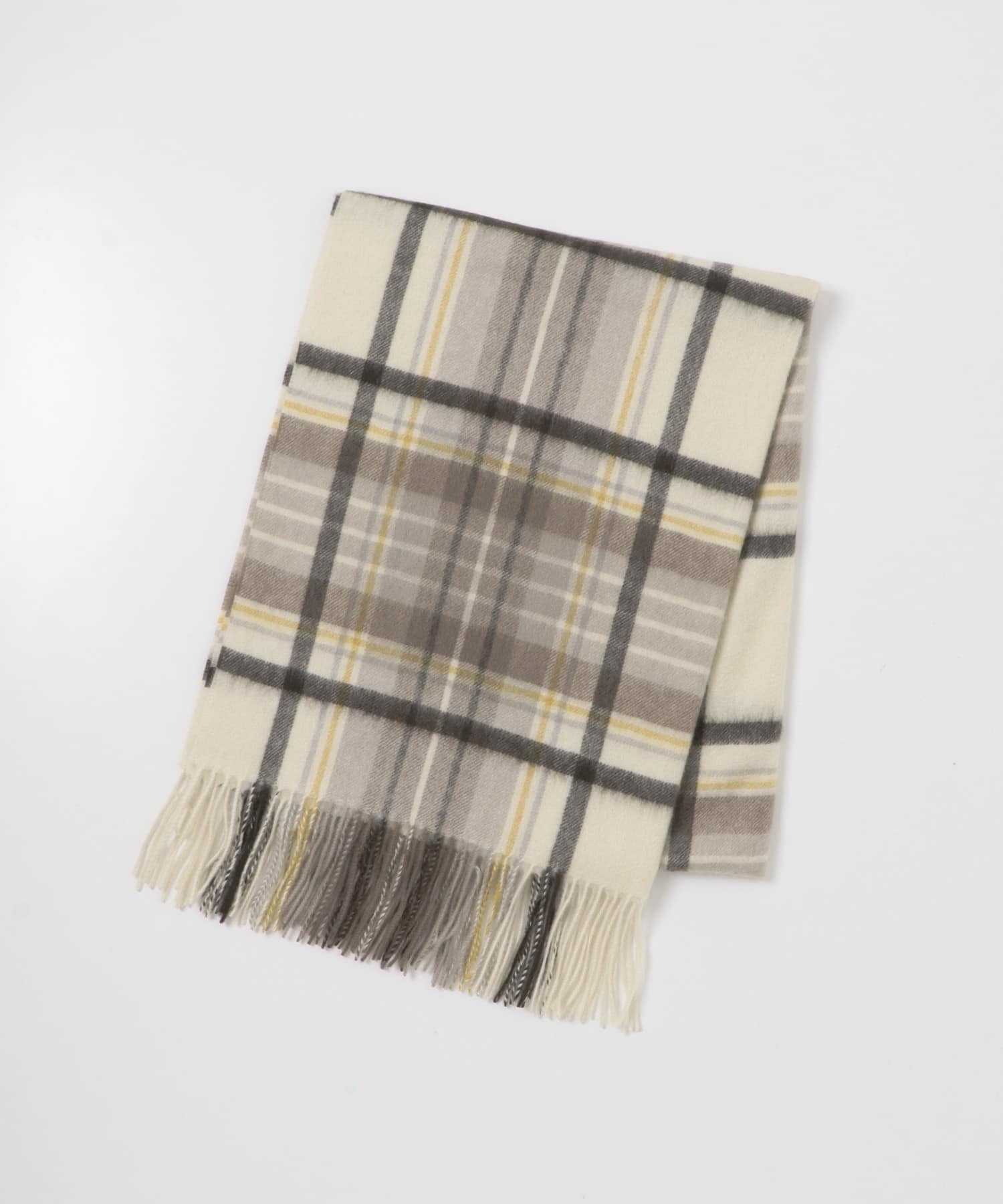 カシミヤチェックストール OFF×BROWN Free