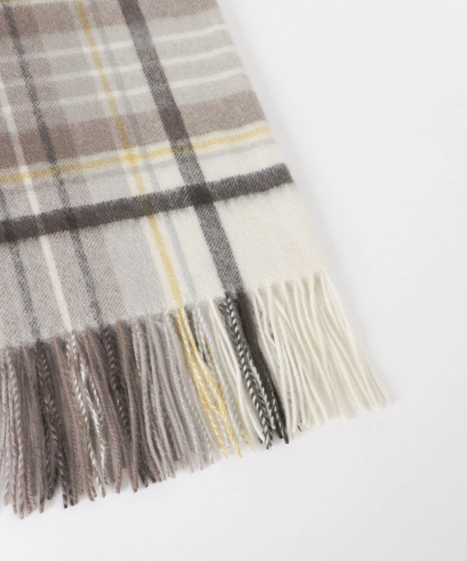 カシミヤチェックストール OFF×BROWN Free