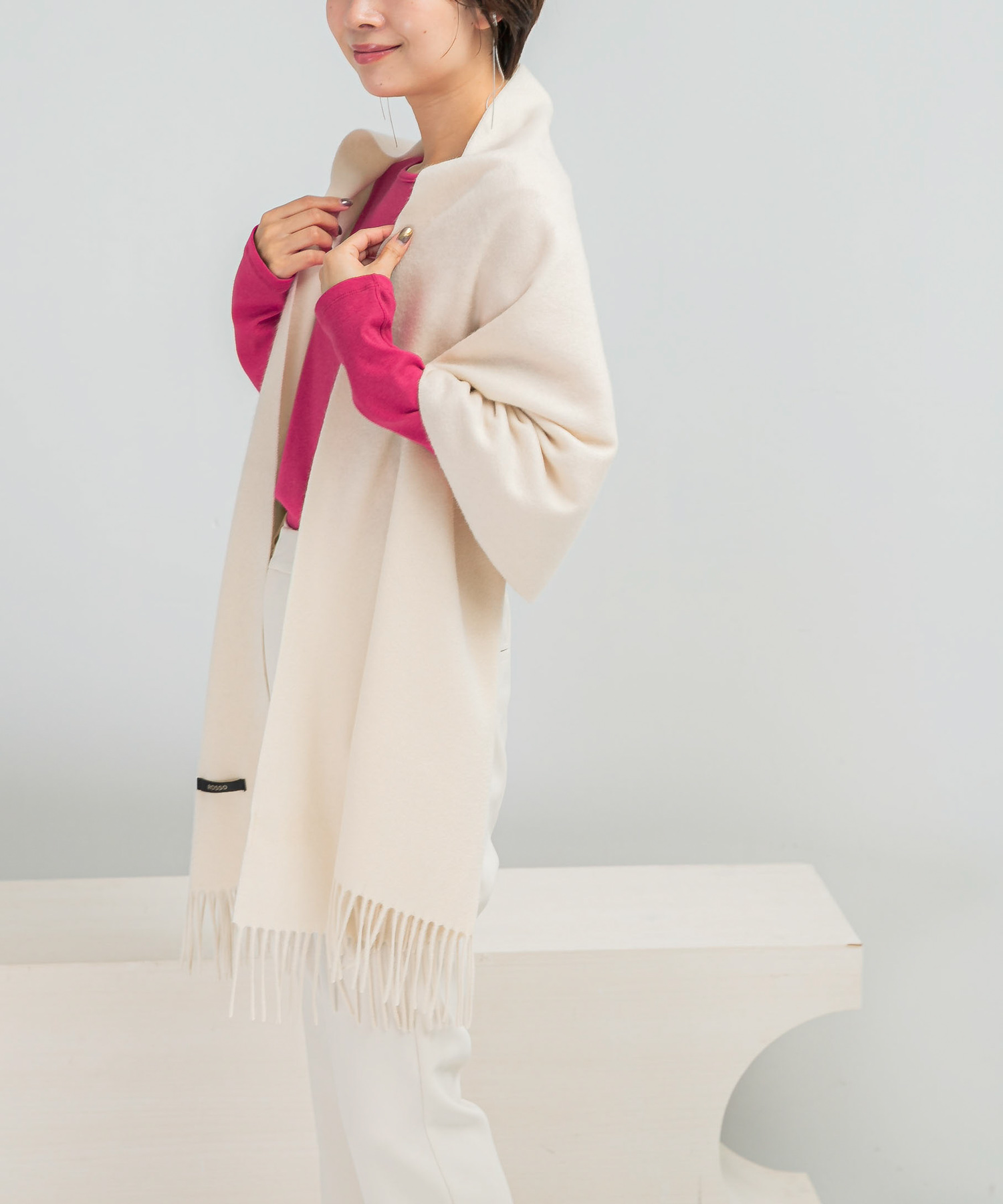 カシミヤ混無地ストール