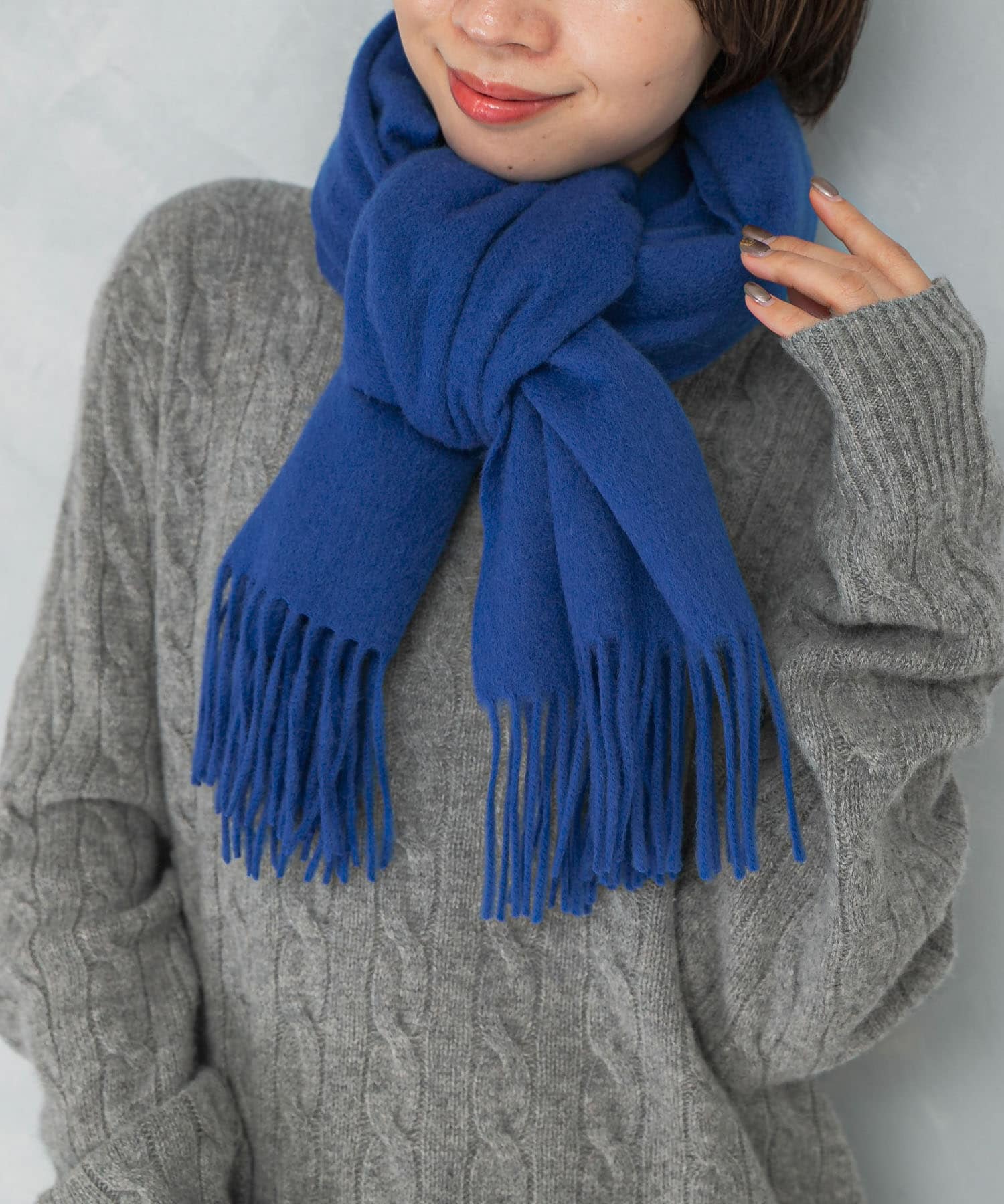 カシミヤ混無地ストール