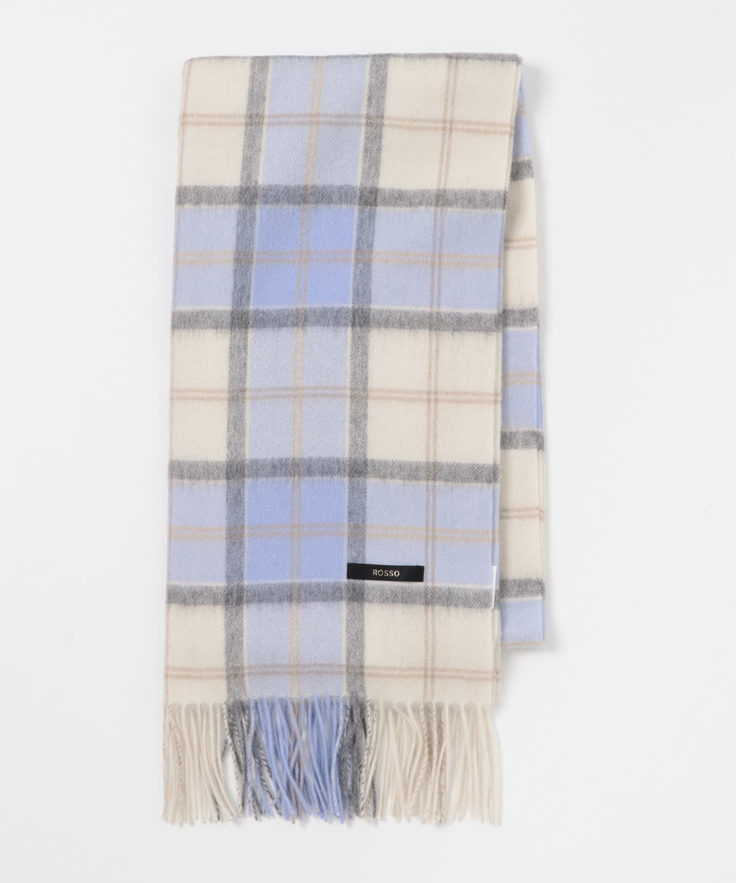 カシミヤ混チェックストール OFF WHITE Free