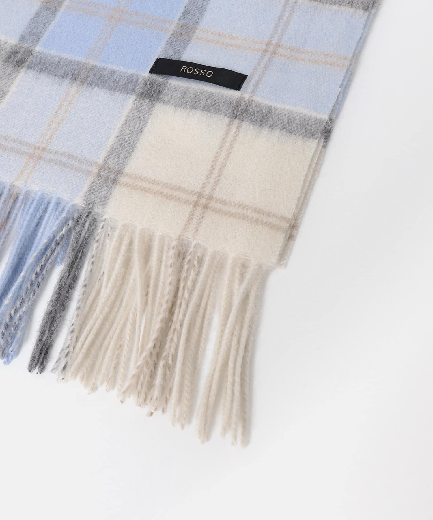 カシミヤ混チェックストール OFF WHITE Free