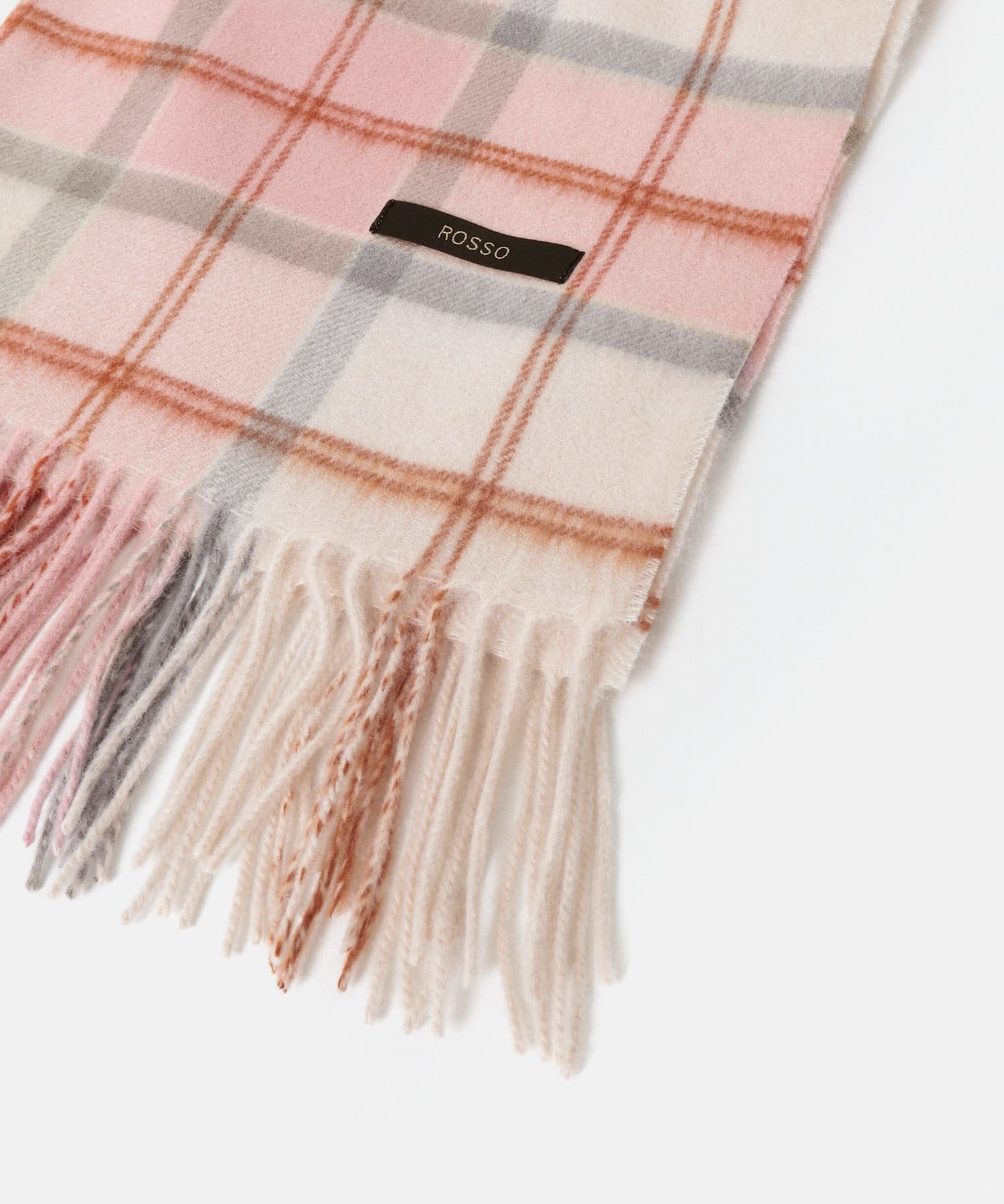 カシミヤ混チェックストール PINK Free