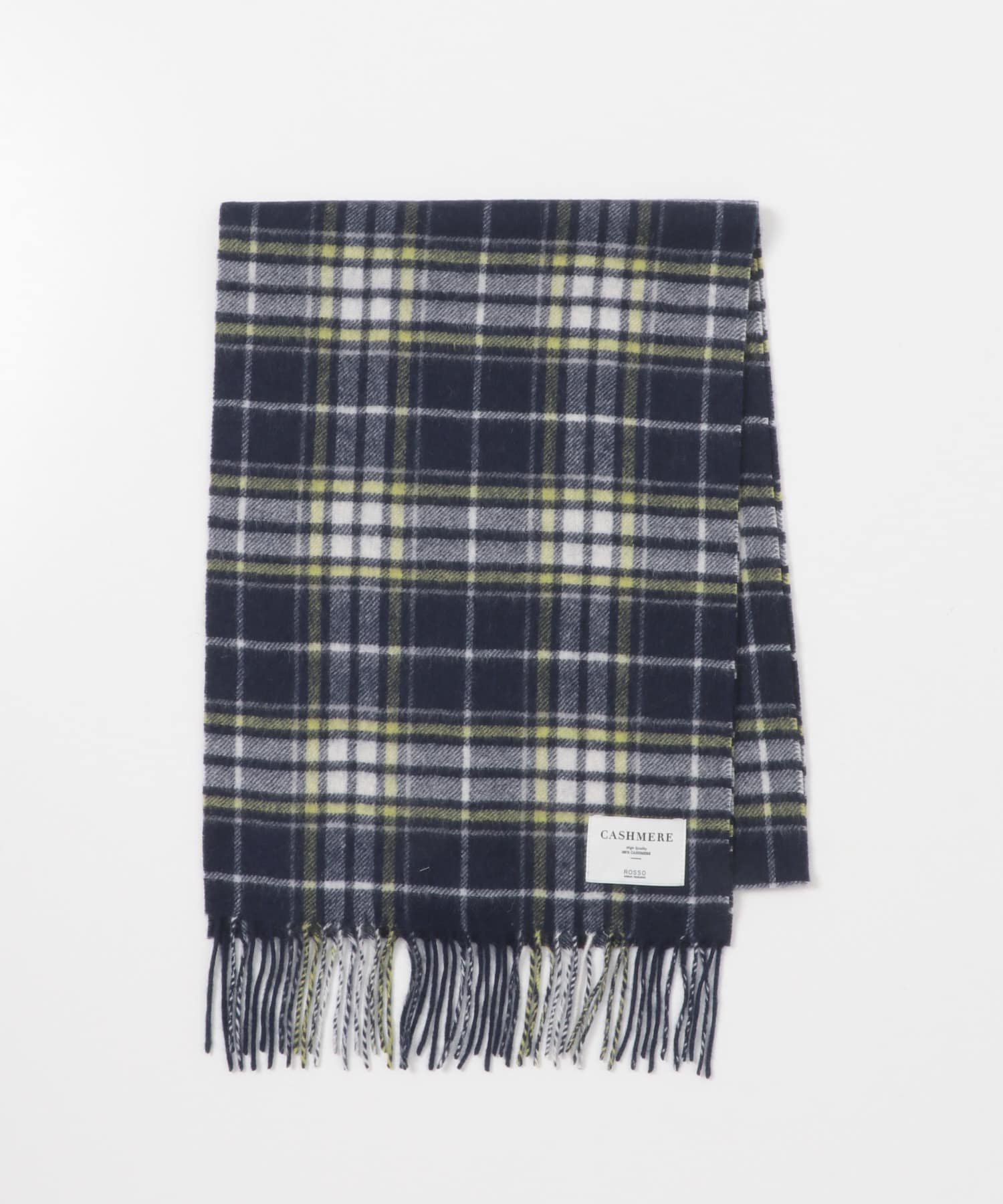 カシミヤチェックマフラー NAVY FREE