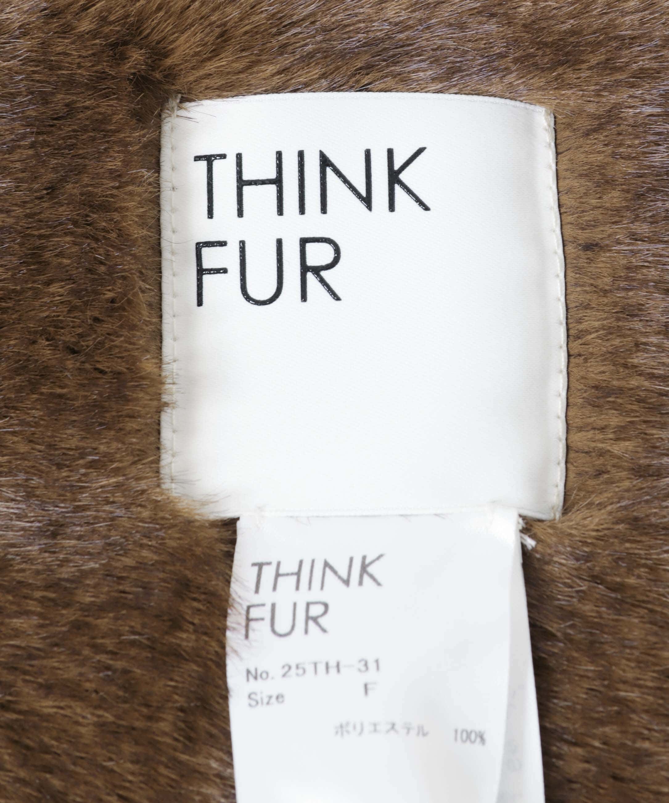 THINK FUR　Mink Like Fur Tippet Brown Free
