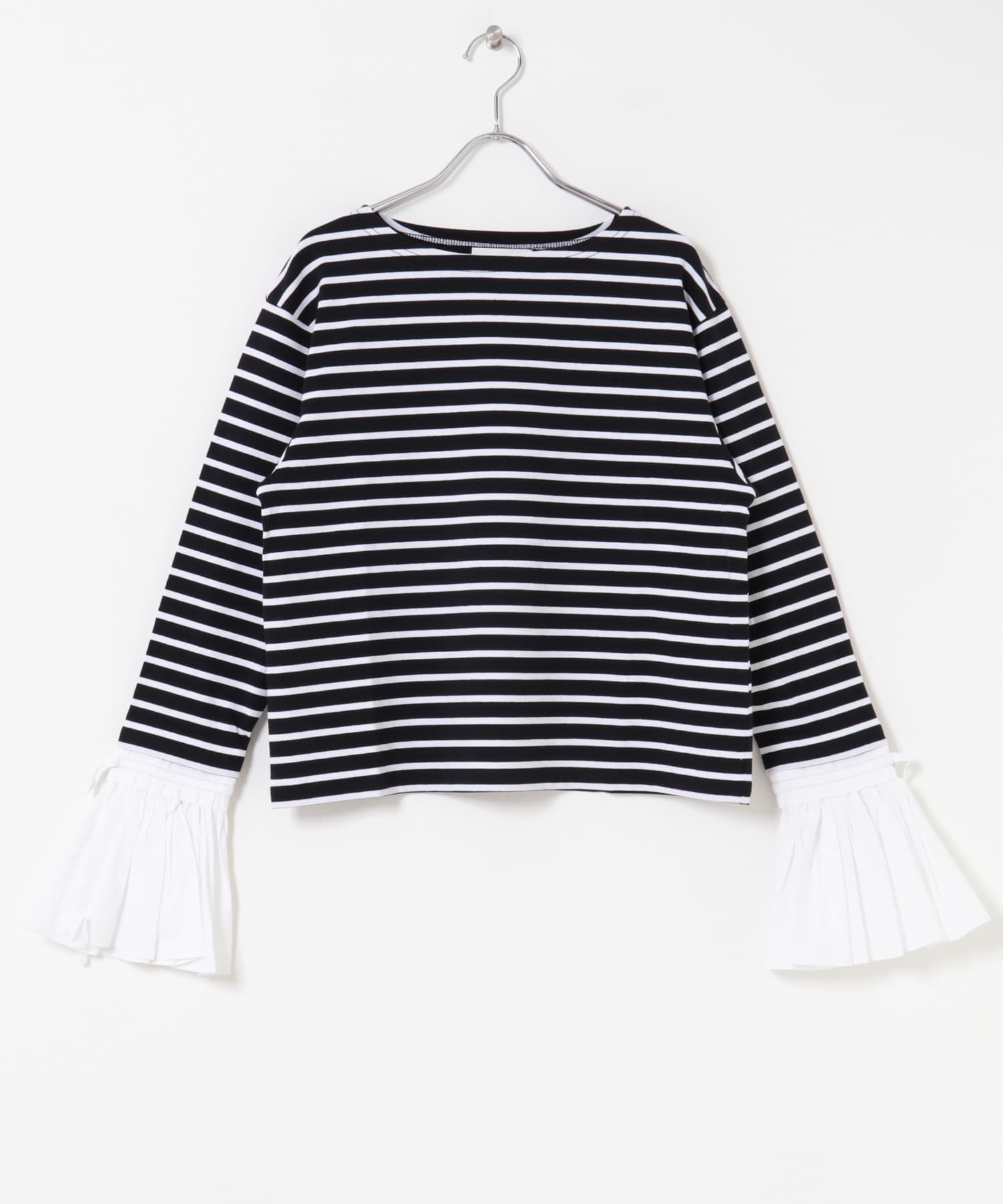 Mewl　シャツスリーブボーダーTOPS BLACK Free