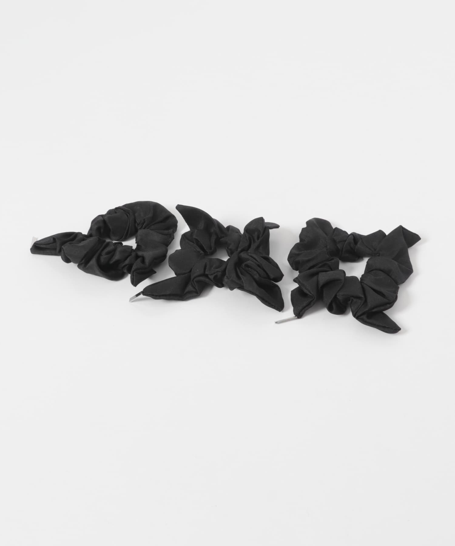 heyep　Silk Square Mini Scrunchie 3P BLACK -