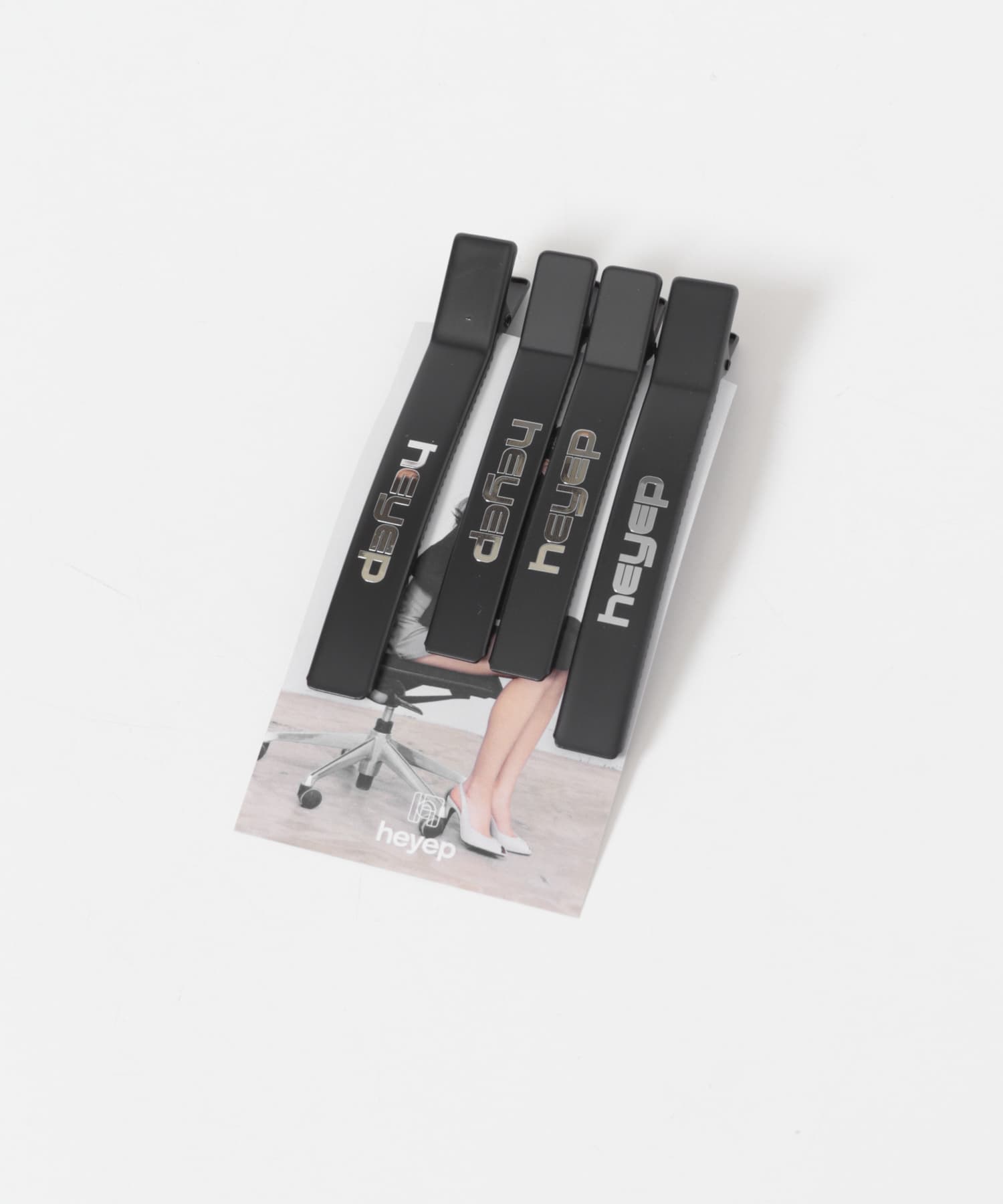 heyep　New Logo Hair Clips 4P BLACK -