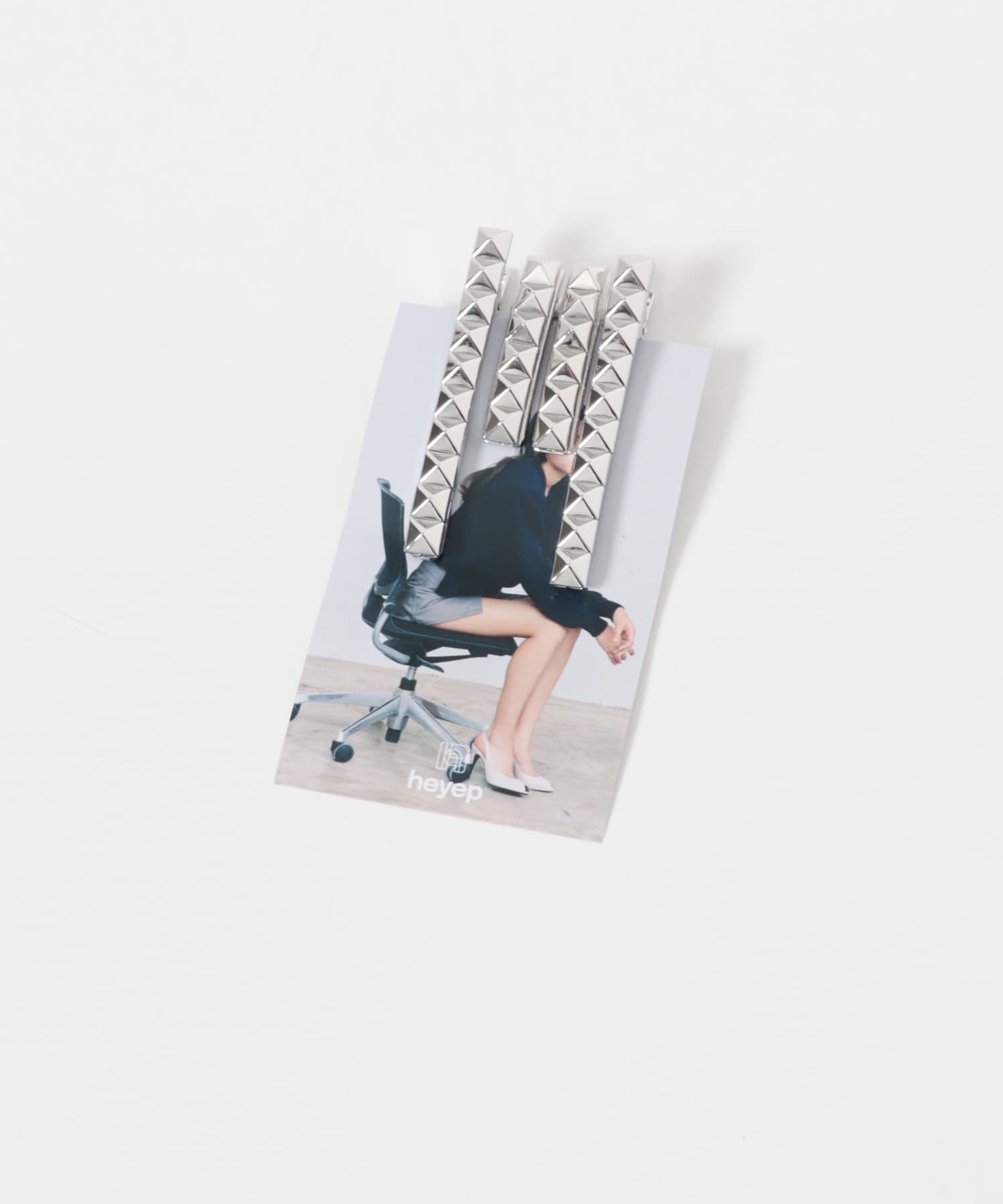 heyep　Stud Hair Clips 4Piece Set SILVER -