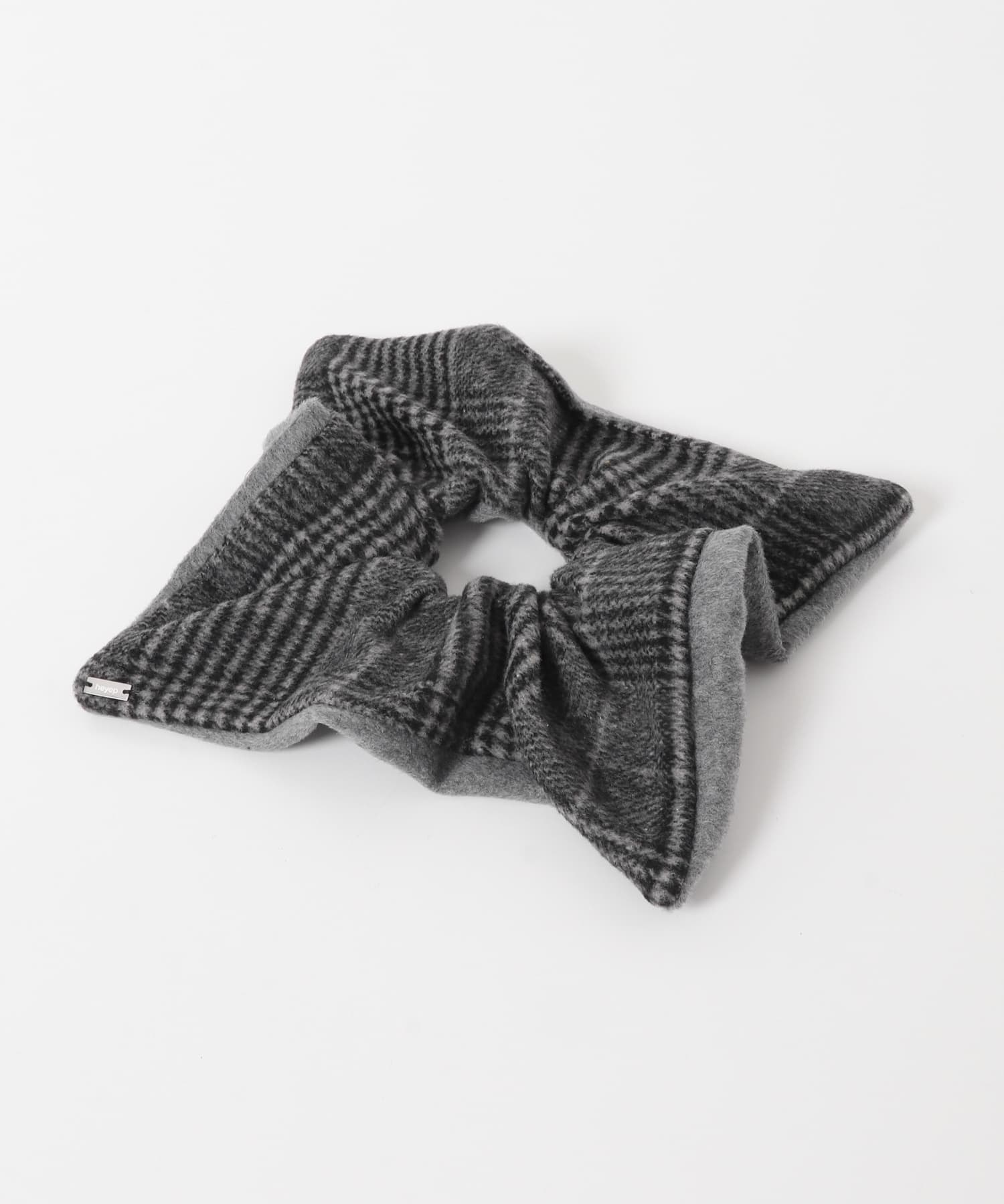 heyep　Plaid Square Scrunchie GRAY -