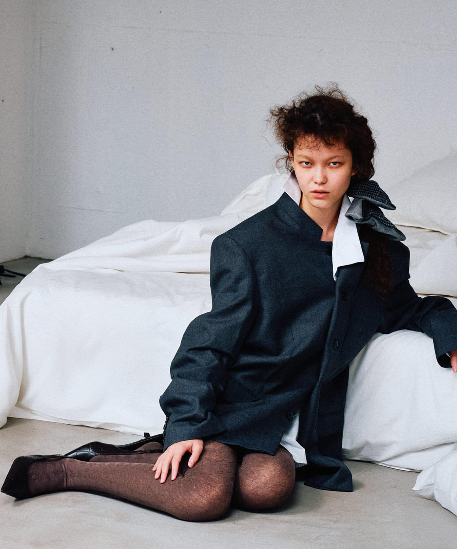 heyep　Plaid Square Scrunchie GRAY -