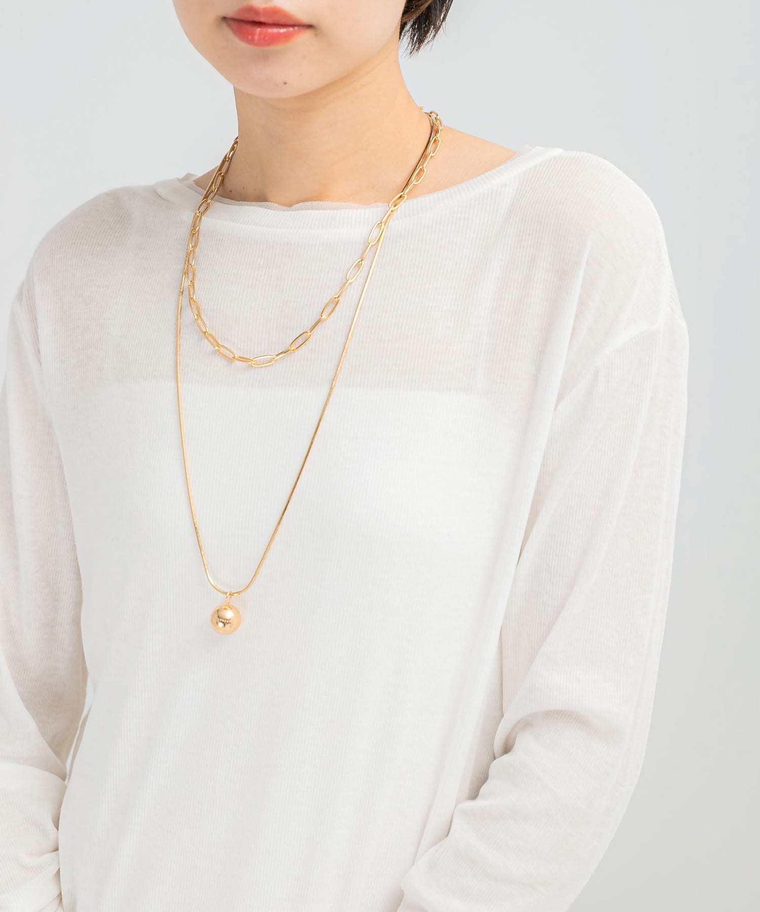 CHIGNON　オーバル&ボールTOPネックレス GOLD Free