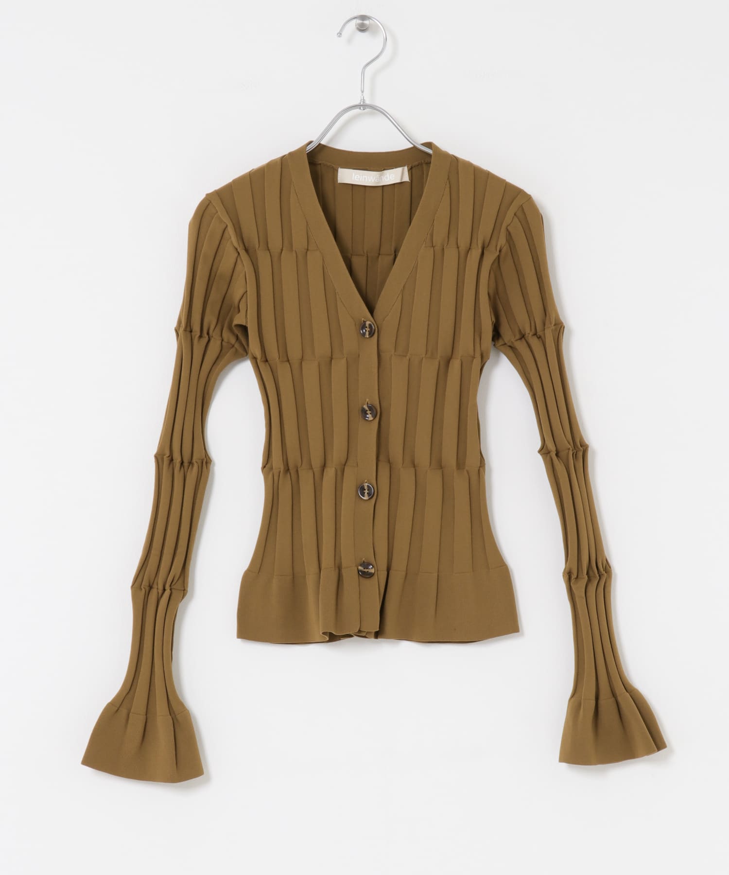 leinwande　Grid Rib Cardigan Yellow FREE