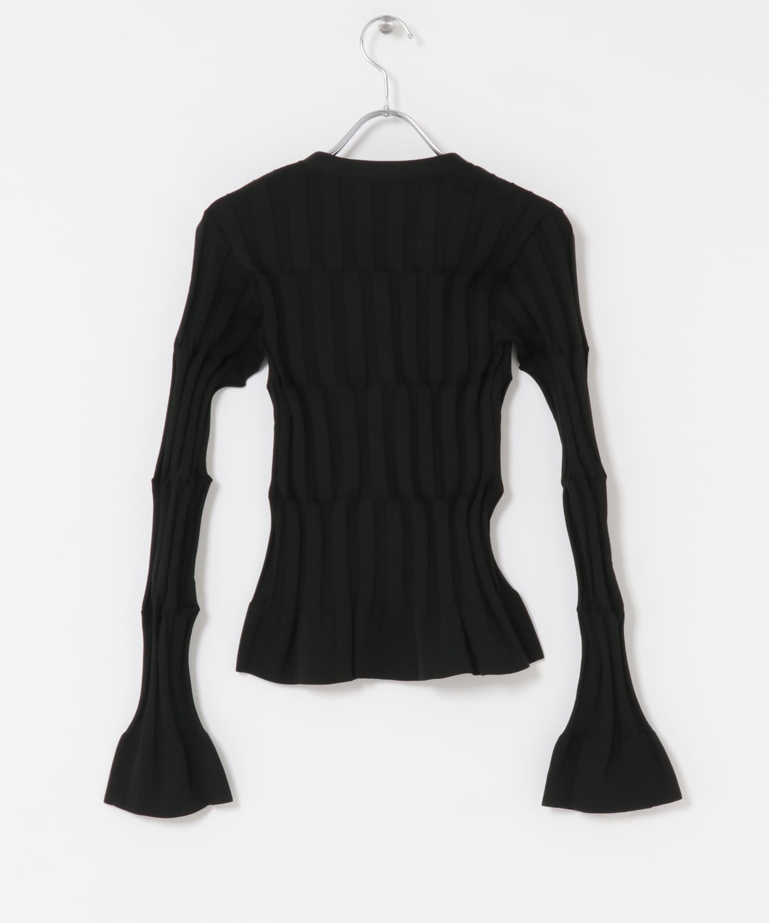 leinwande　Grid Rib Cardigan Black FREE