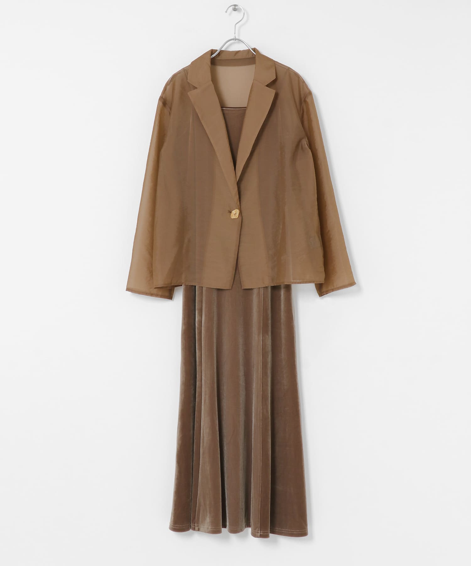 kaene　シアージャケットセットベロアドレス brown 36