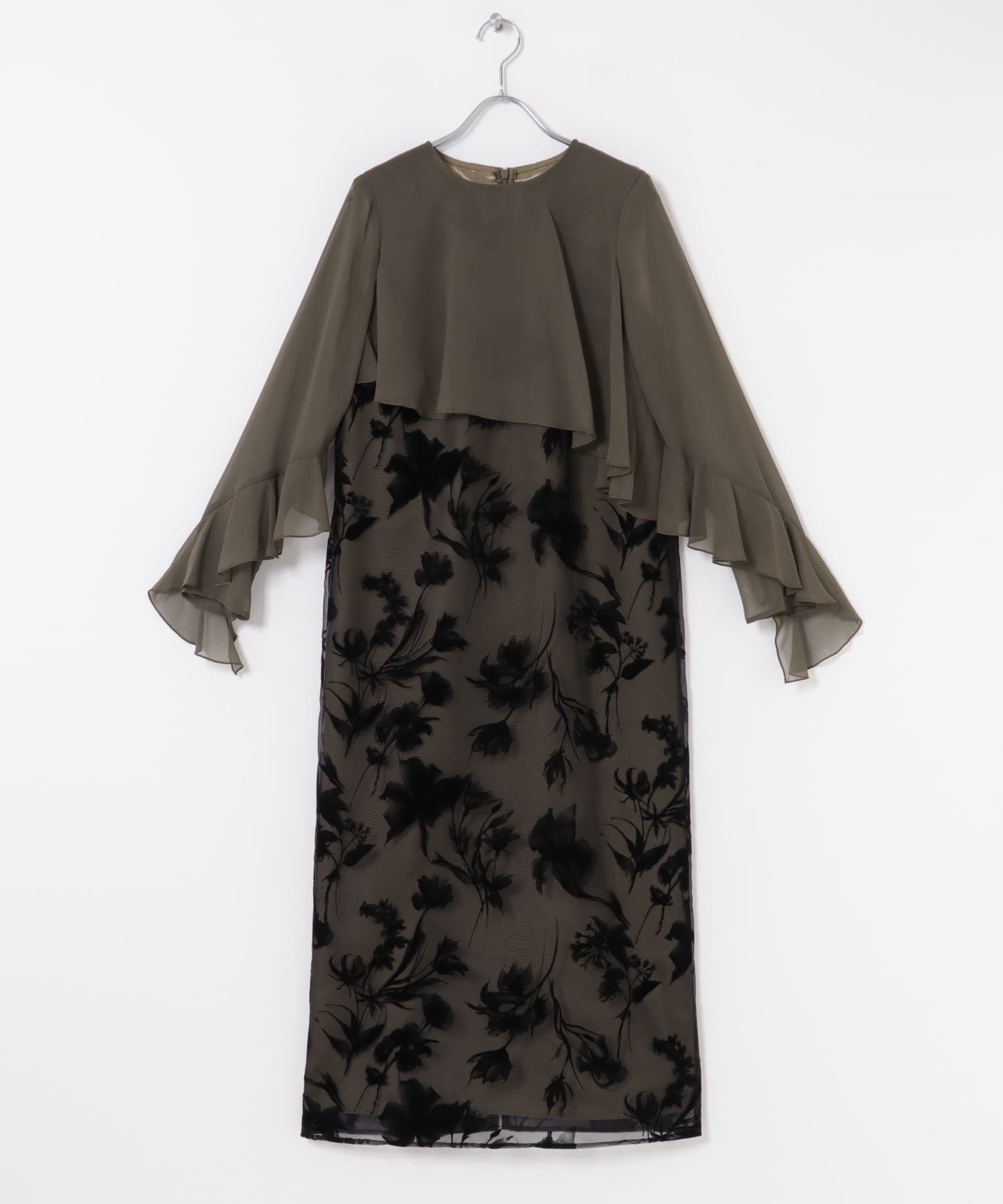 kaene　アシメフレアボレロドッキングドレス khaki 36
