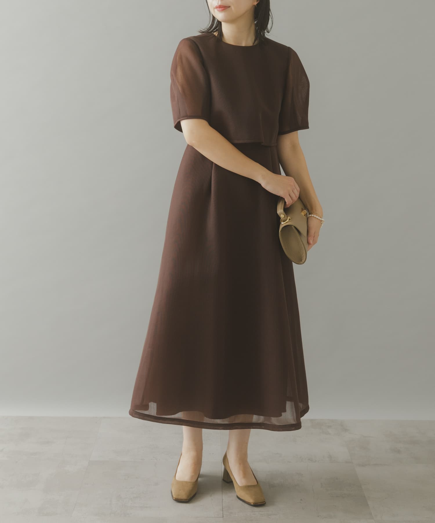 kaene シアーダンボールニットドレス(36 brown): ドレスライン｜URBAN