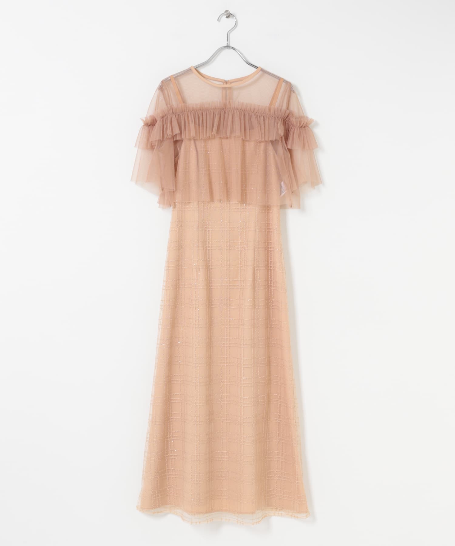 kaene　フリルチュールドッキングドレス Salmonpink 36