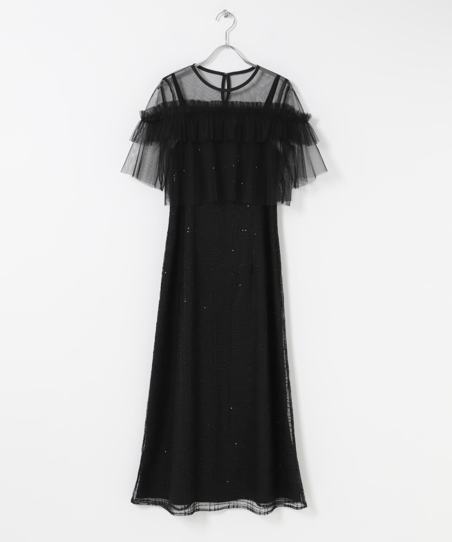 kaene　フリルチュールドッキングドレス black 36