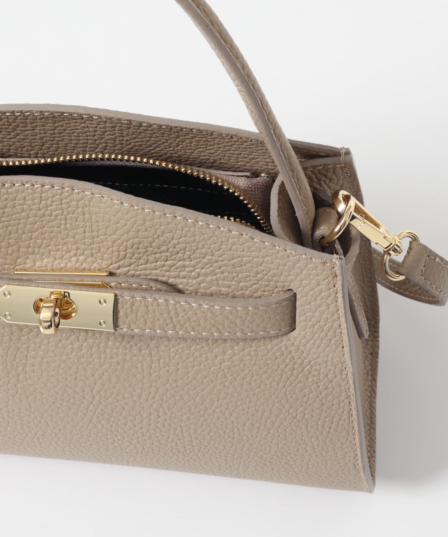 AULENTTI　キーベルト付きミニハンドBAG CAPPUCCINO Free