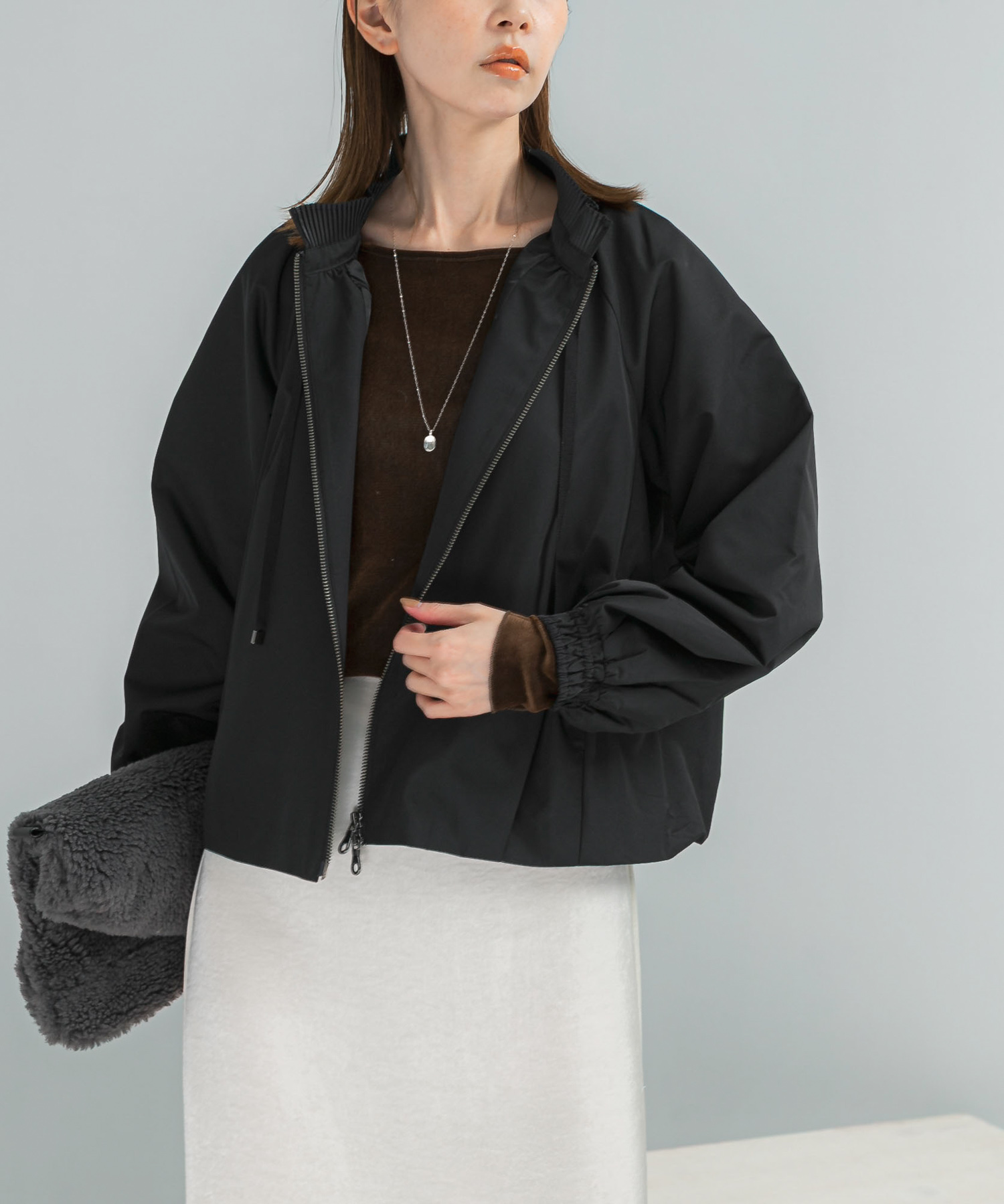 MARILYN MOON　pleats twill blouson