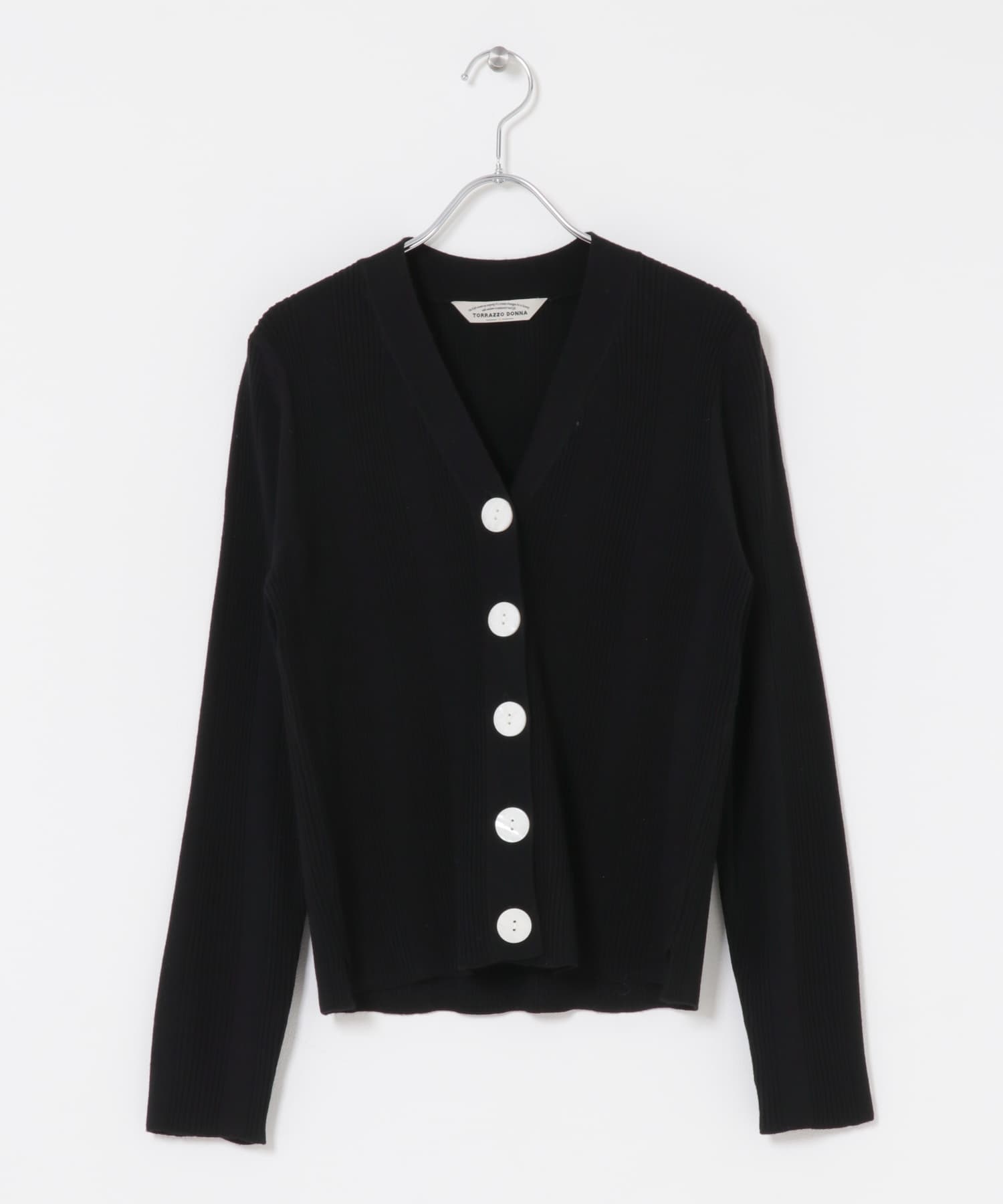 Torrazzo Donna　Rib Knit Cardigan BLACK Free