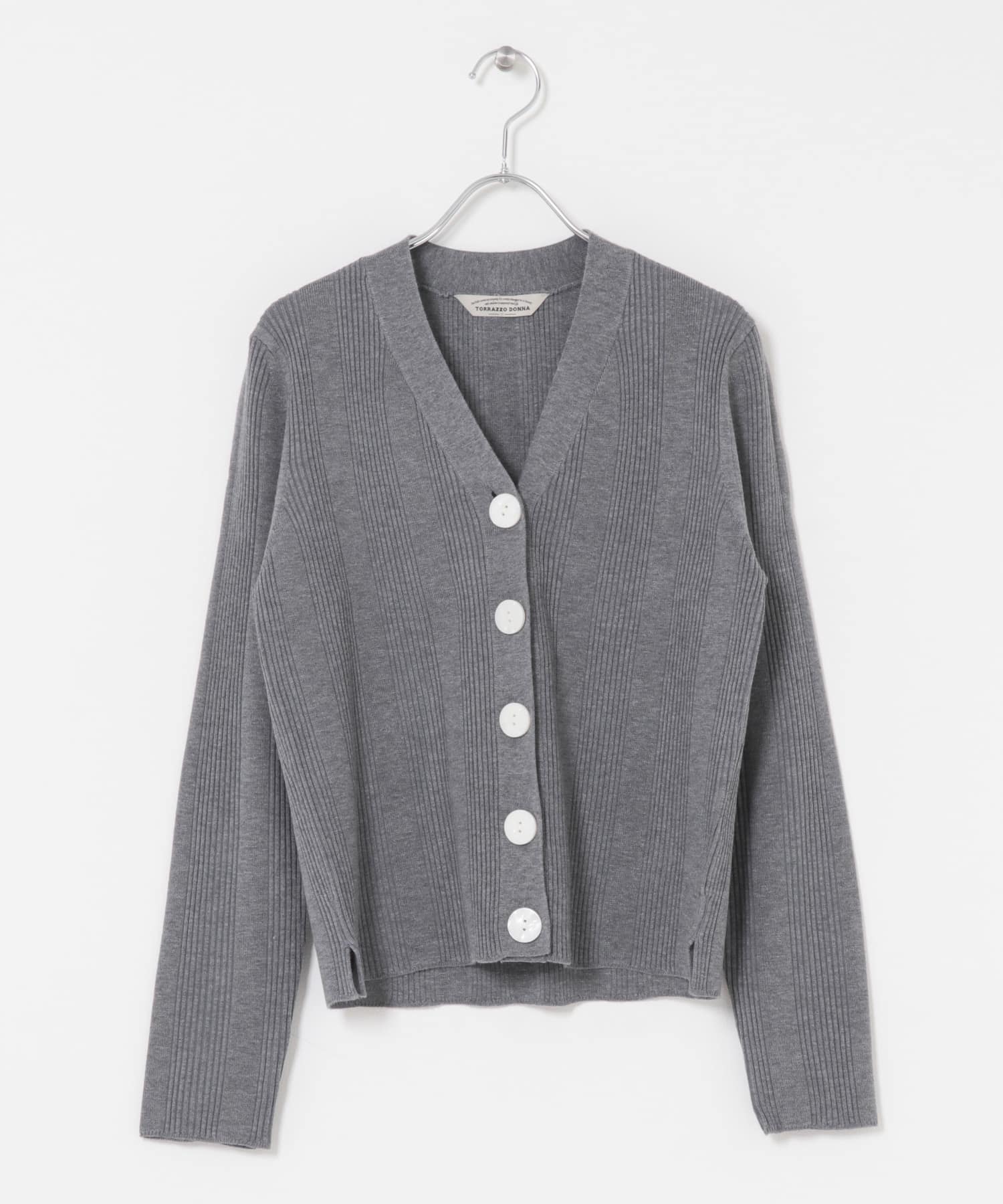 Torrazzo Donna　Rib Knit Cardigan GRAY Free