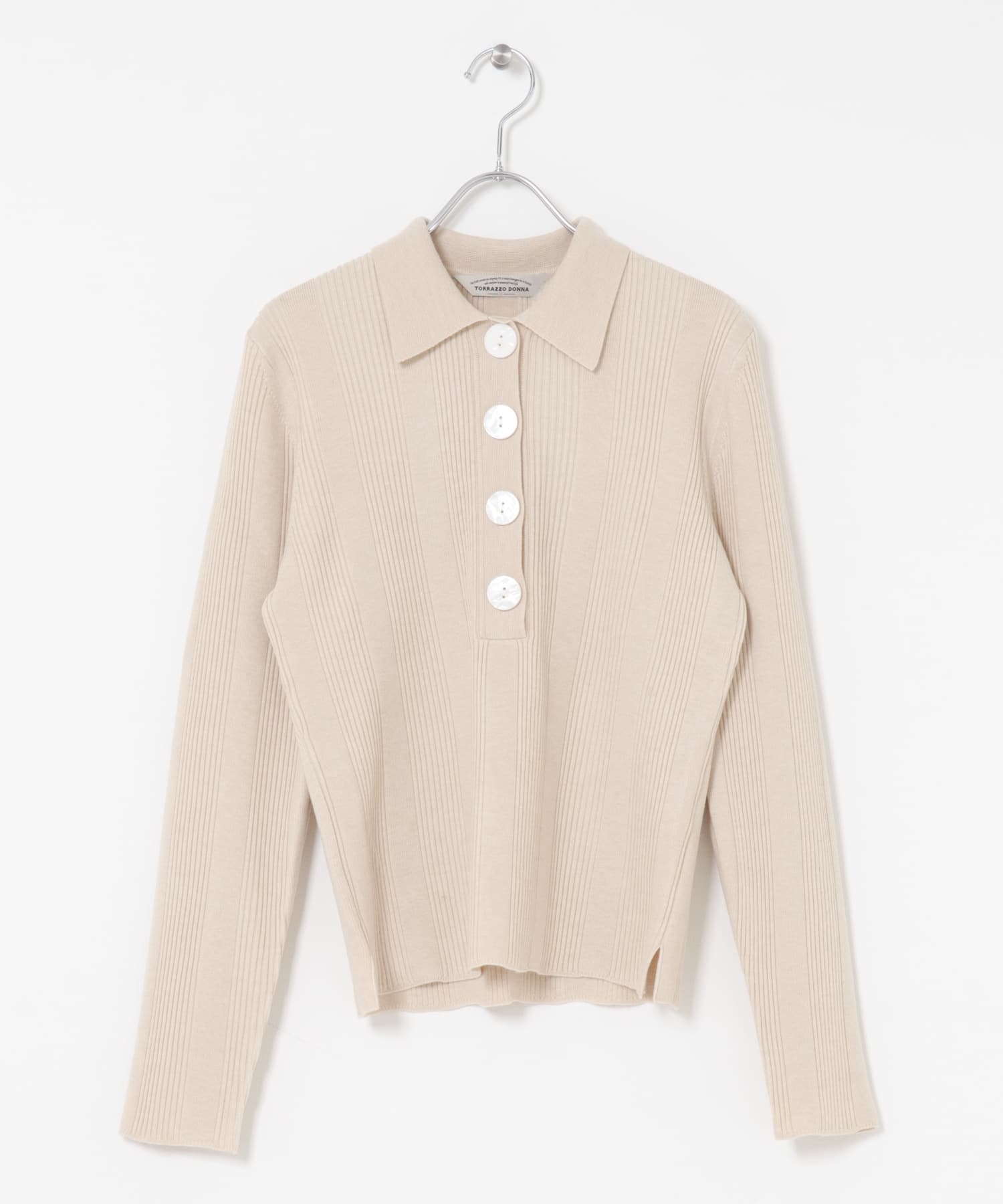 Torrazzo Donna　Rib Knit Polo Shirt BEIGE Free