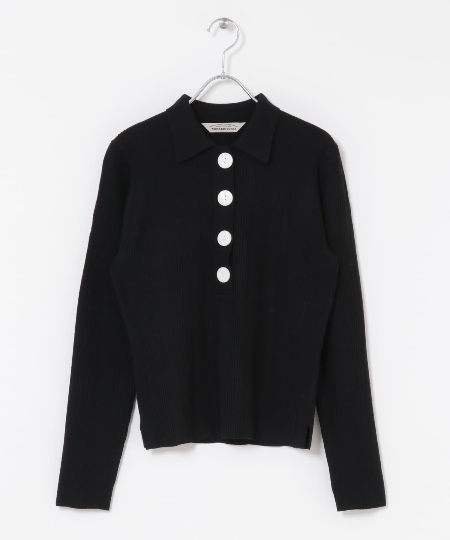 Torrazzo Donna　Rib Knit Polo Shirt BLACK Free