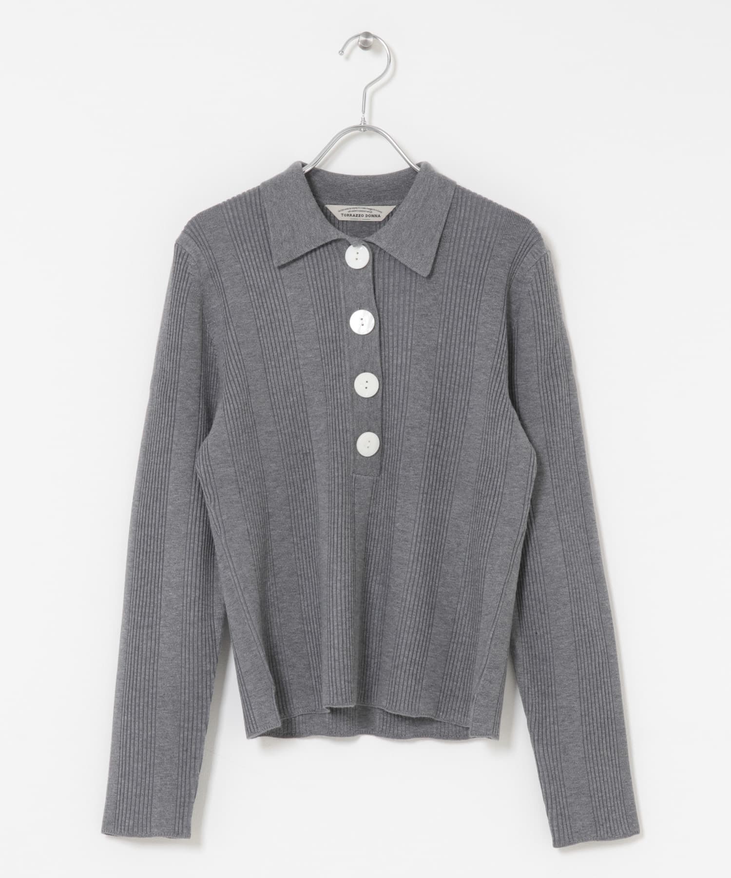 Torrazzo Donna　Rib Knit Polo Shirt GRAY Free