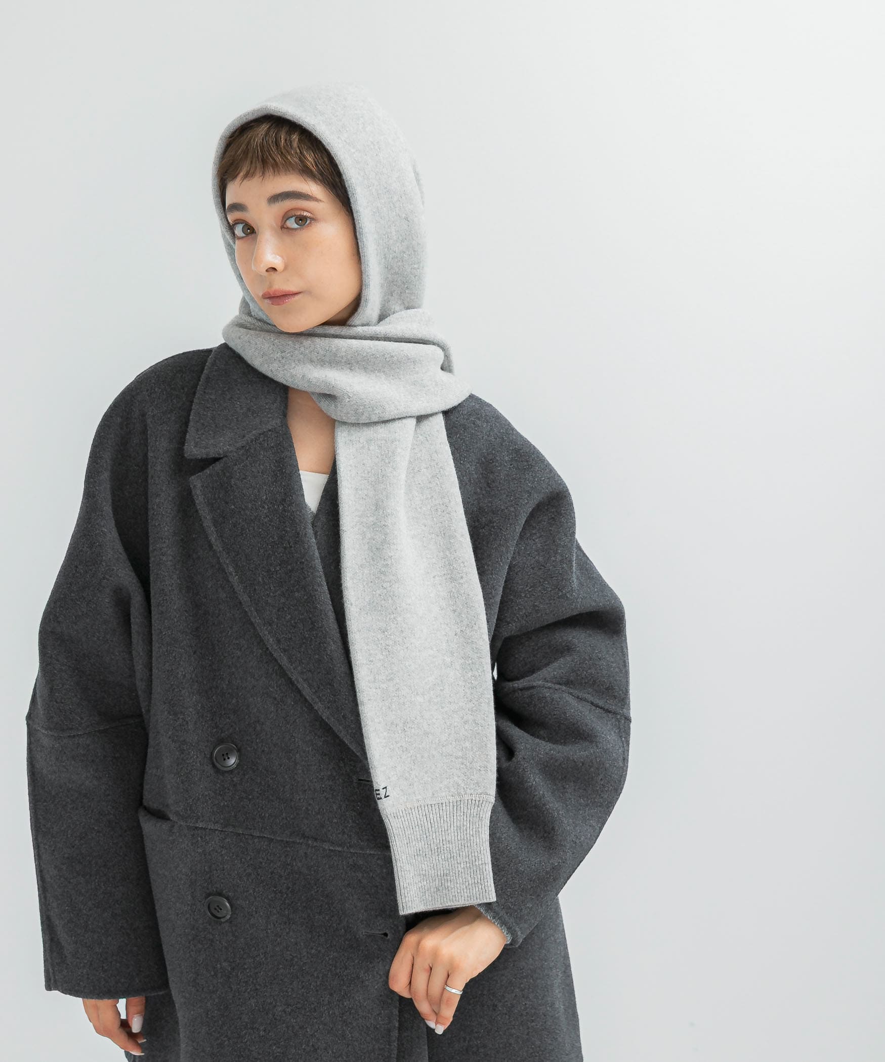 ADAWASｘEZ　CASHMERE-BLEND HOOD GREY One