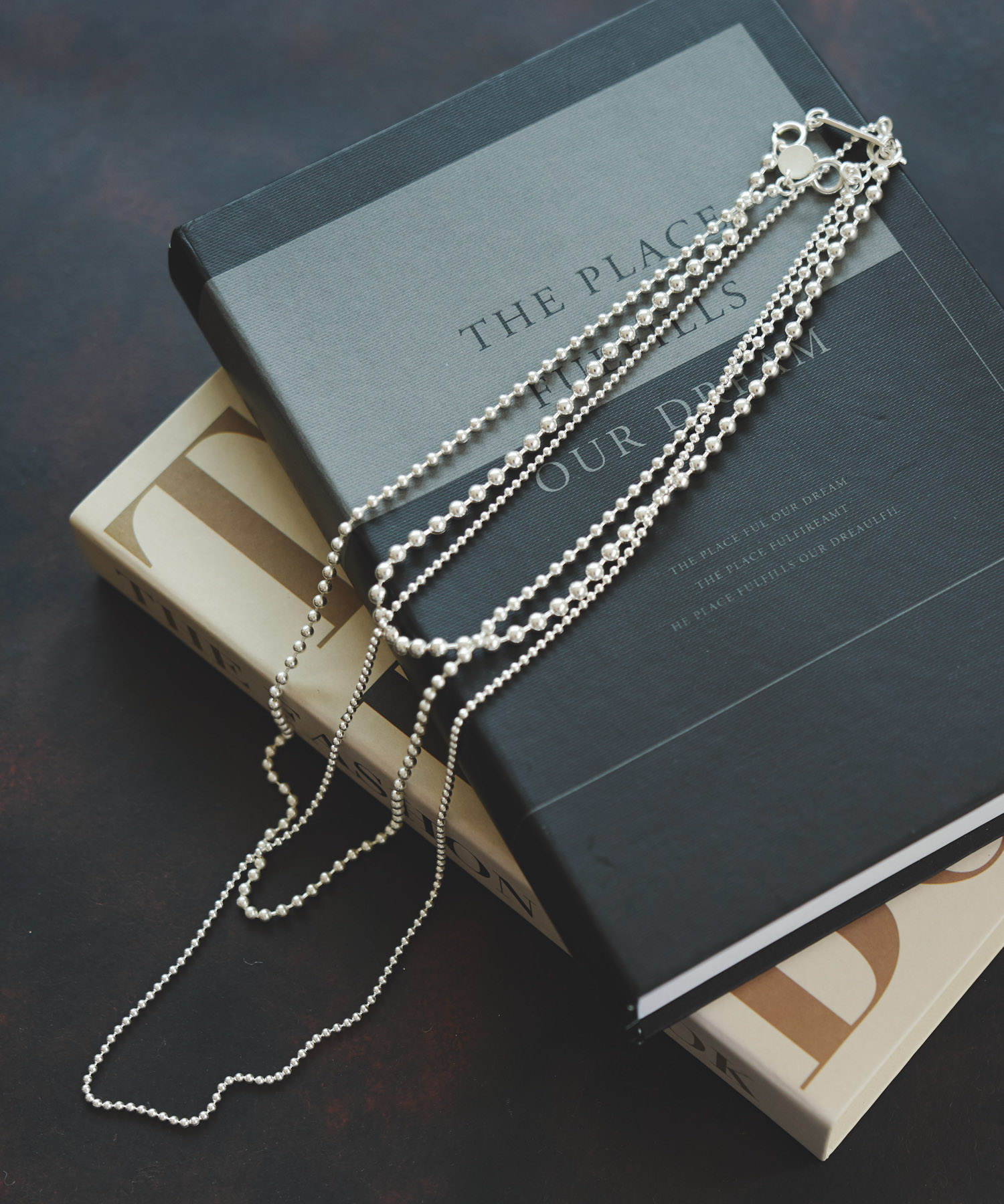 in mood　MULTI BALL CHAIN 3P necklace