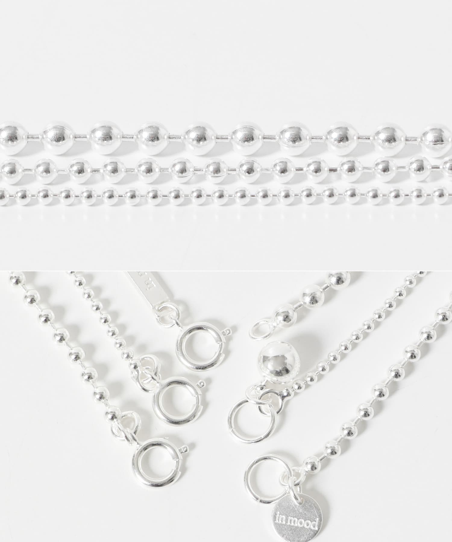 in mood　MULTI BALL CHAIN 3P necklace sv -