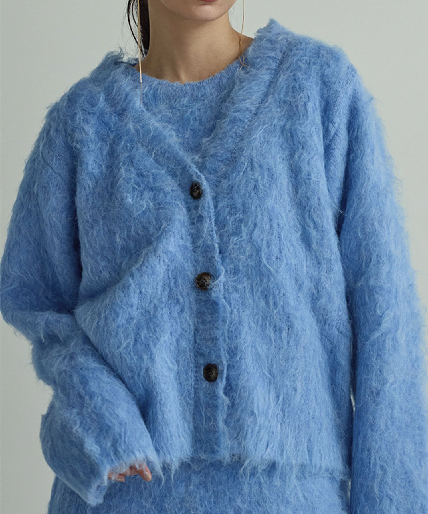 Mewl　ファーカーディガン BLUE Free