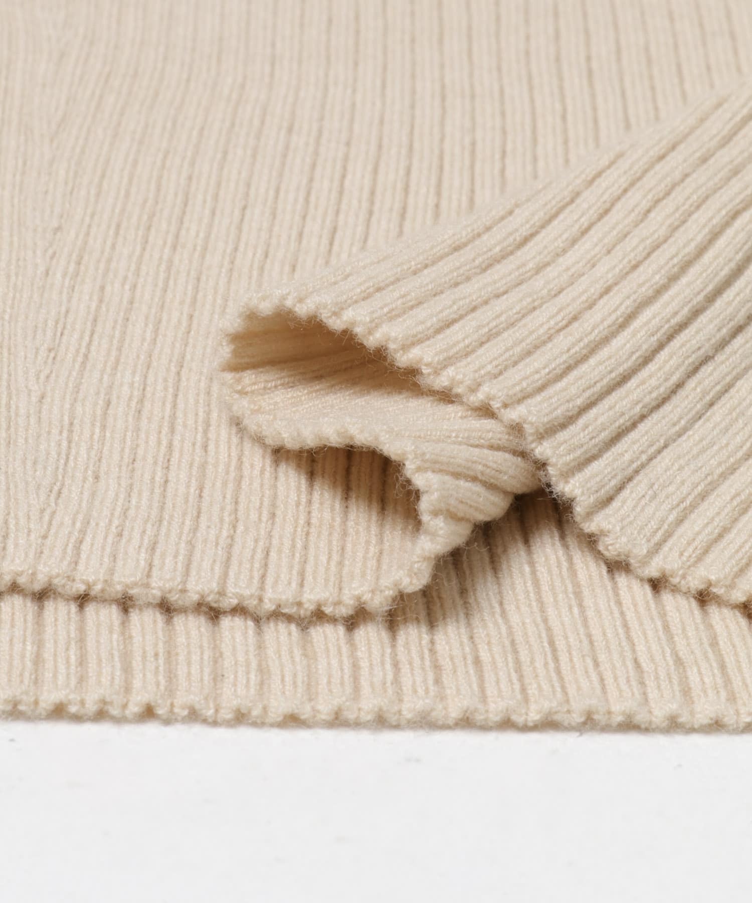 YENN　WOOL RIB CREW CARDIGAN LBEIGE Free